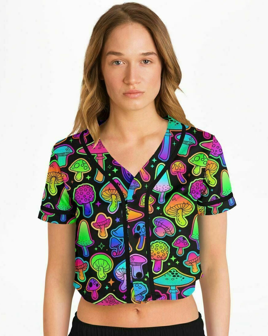 Psilo Cropped Jersey, Cropped Baseball Jersey, - One Stop Rave