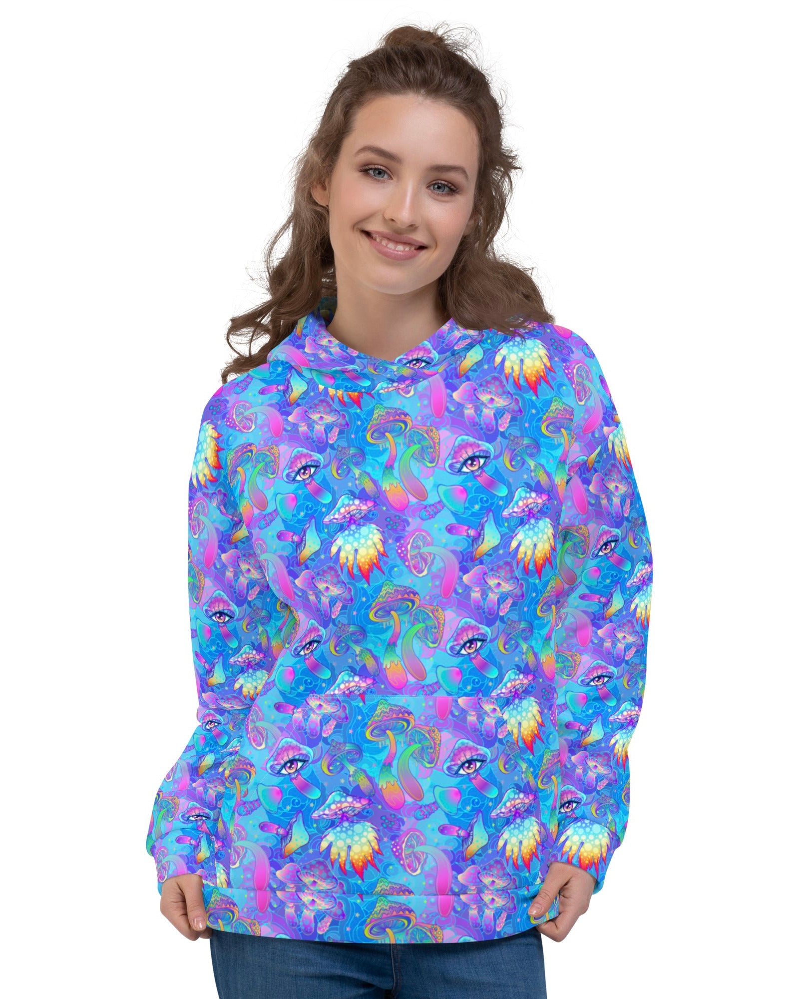 Shroomin Blue Hoodie, Hoodie, - One Stop Rave