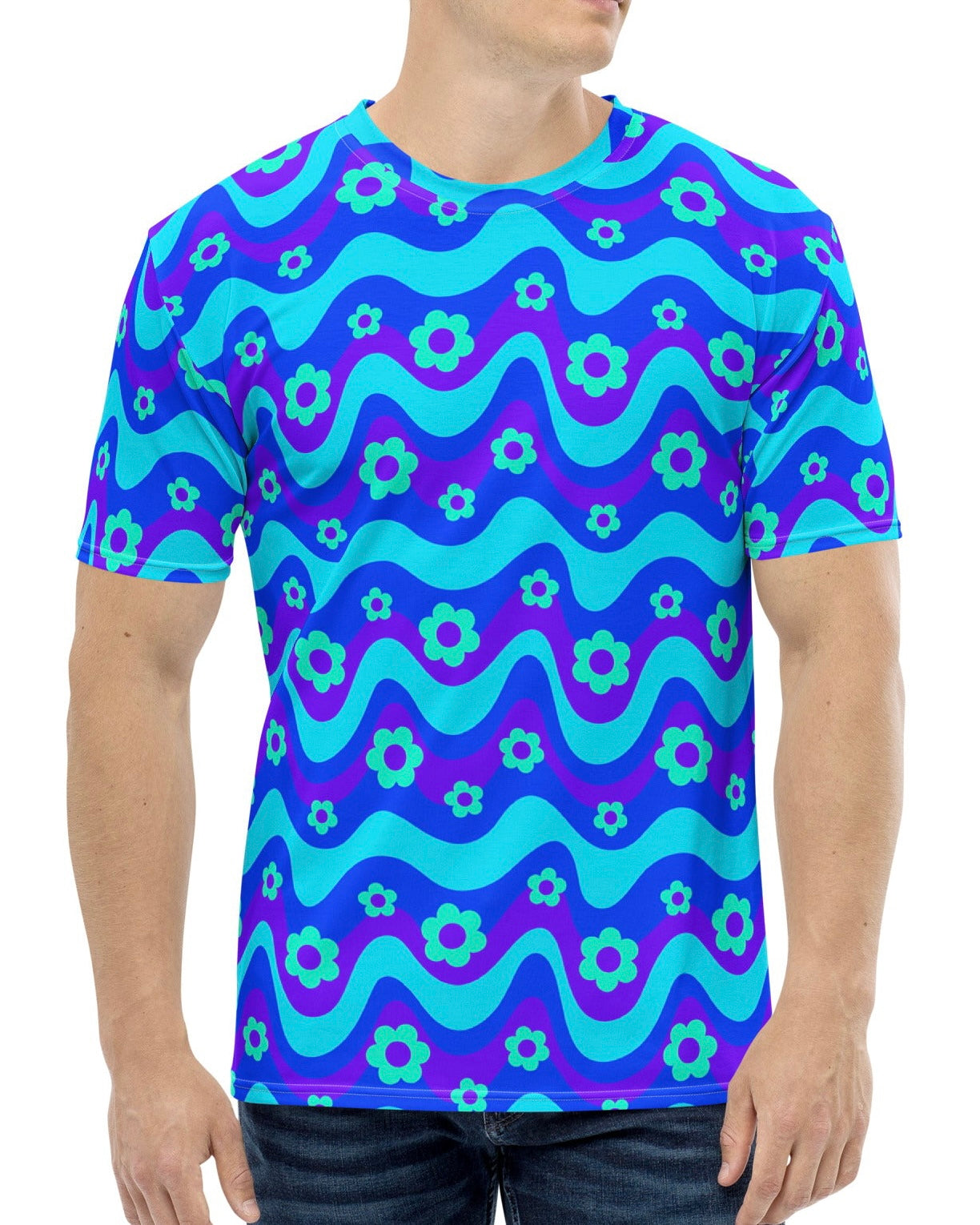 Flower Power Blue T-Shirt, T-Shirt, - One Stop Rave