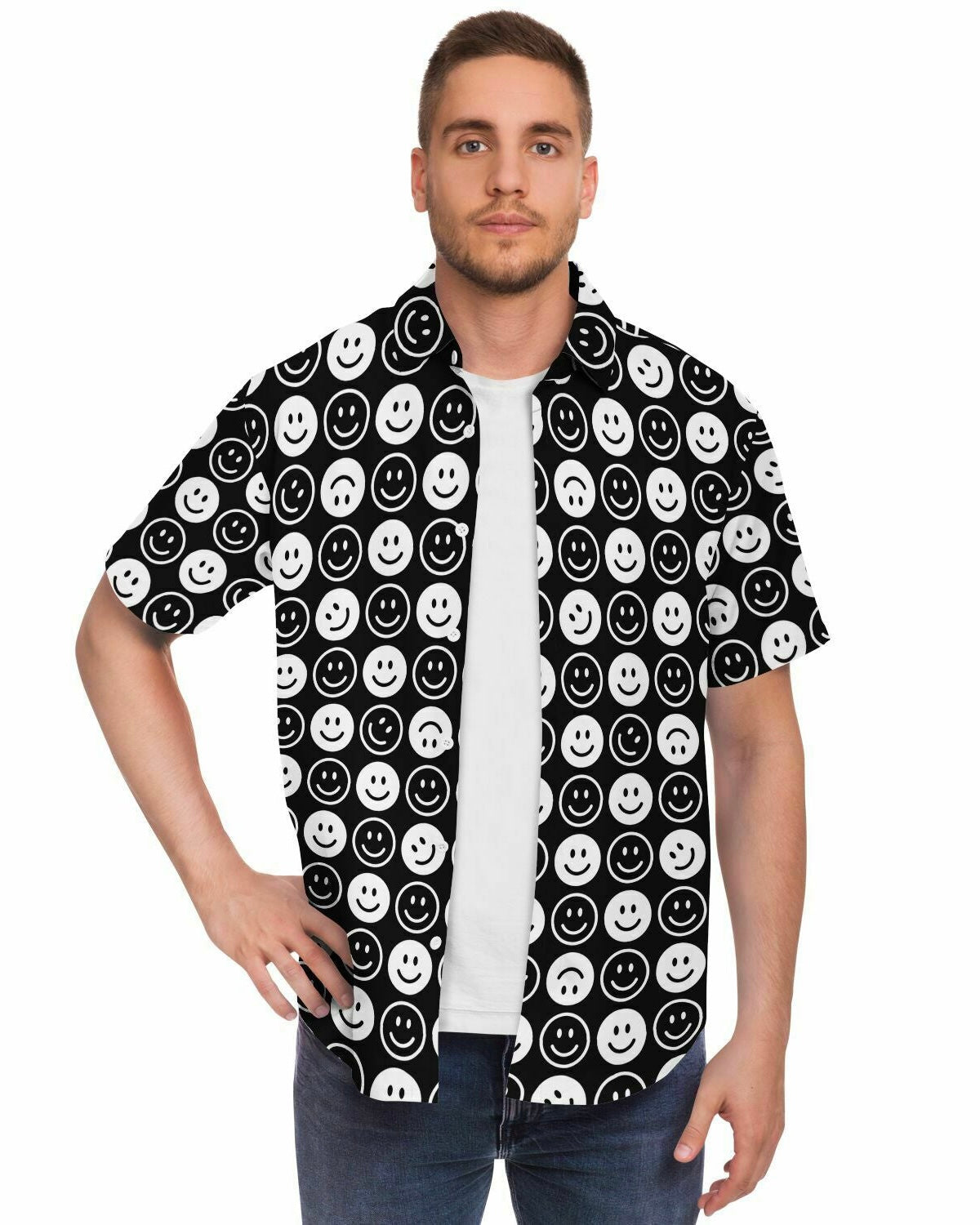 All Smiles Party Shirt, Short Sleeve Button Down Shirt, - One Stop Rave