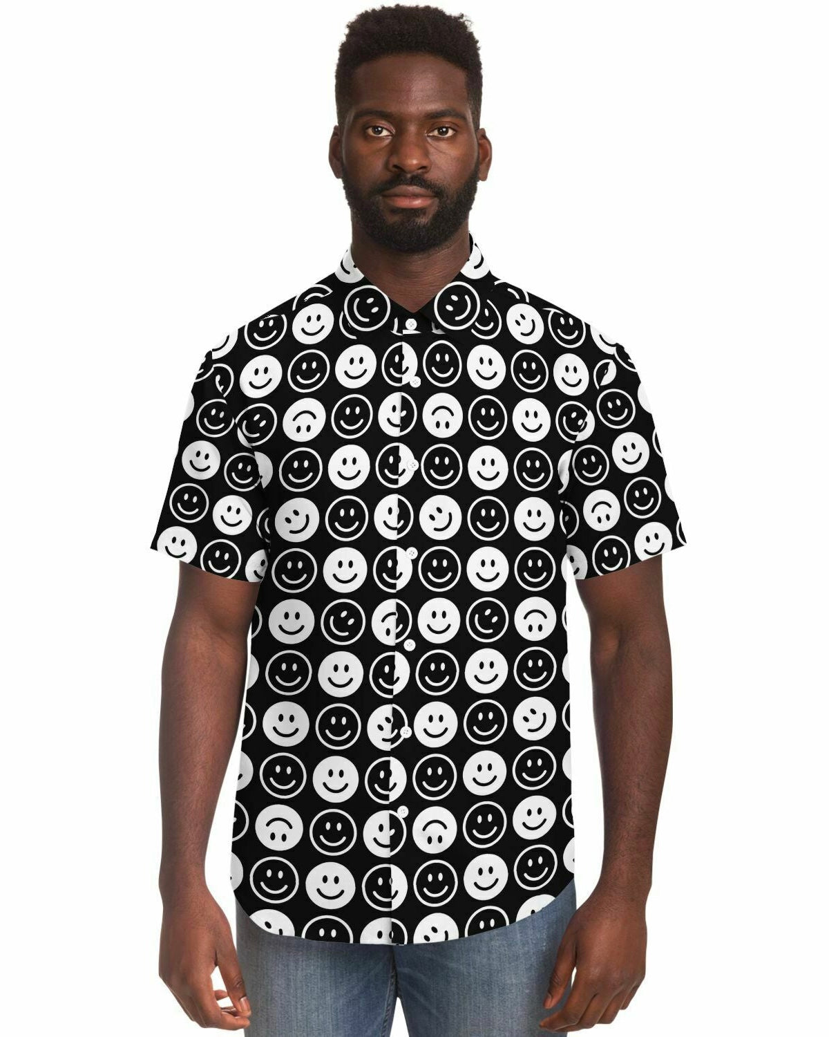 All Smiles Party Shirt, Short Sleeve Button Down Shirt, - One Stop Rave