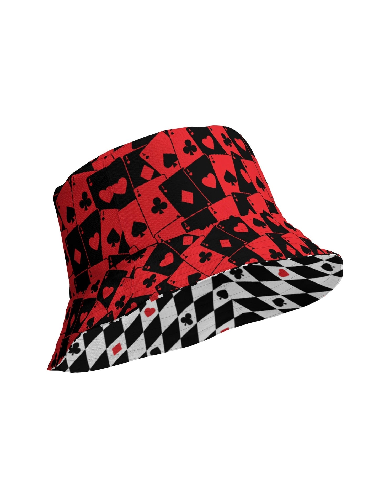 Ace Of Hearts / House Of Cards Reversible Bucket Hat, Bucket Hat, - One Stop Rave