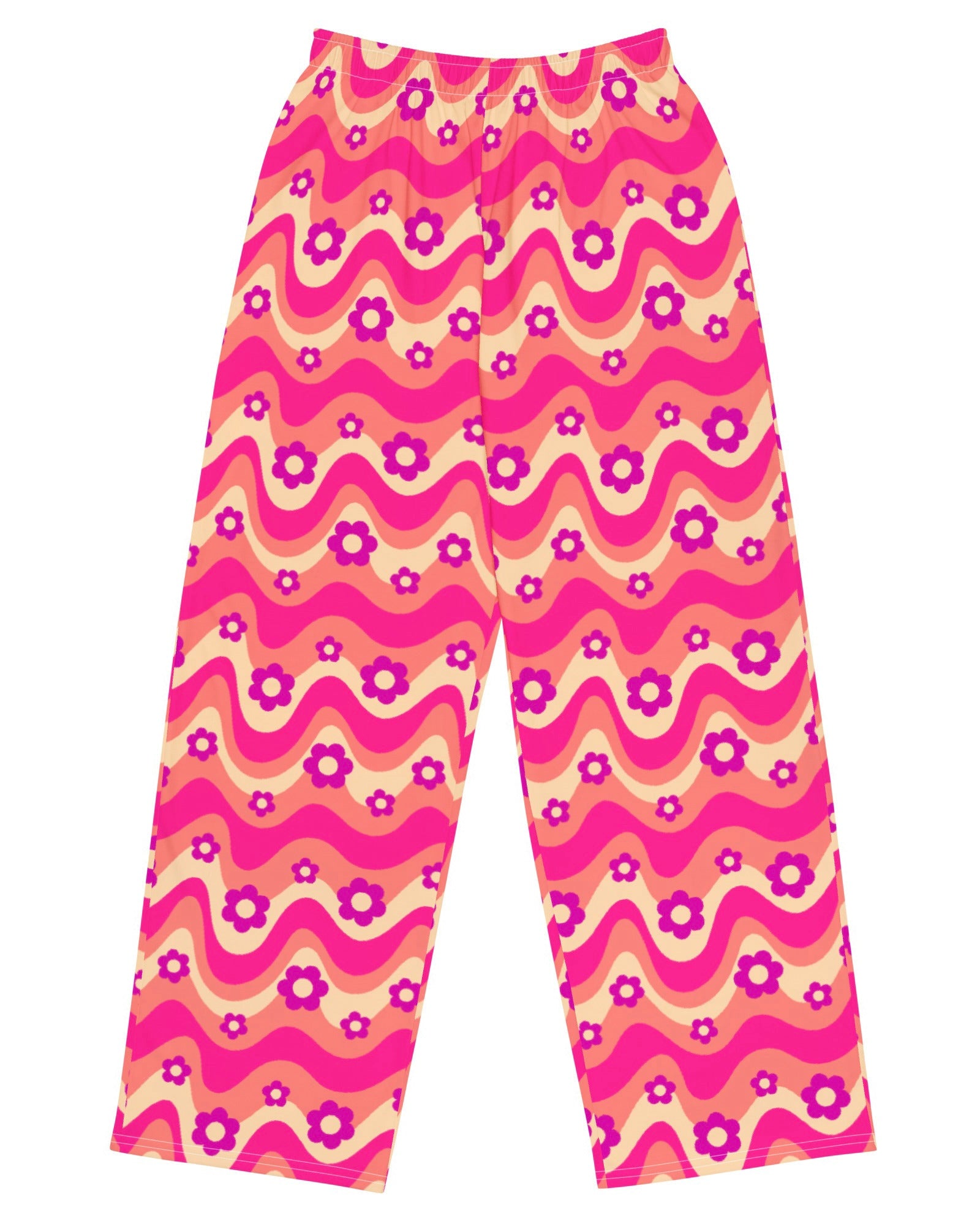Flower Power Pink Wide Leg Pants, Wide Leg Pants, - One Stop Rave