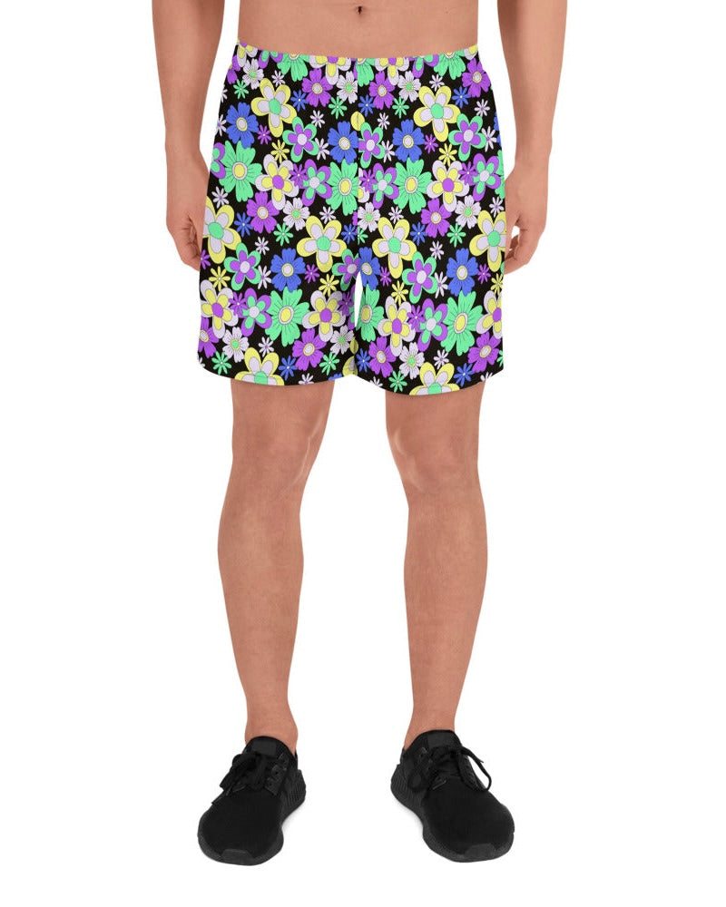 Crazy Daisy Recycled Athletic Shorts, Athletic Shorts, - One Stop Rave