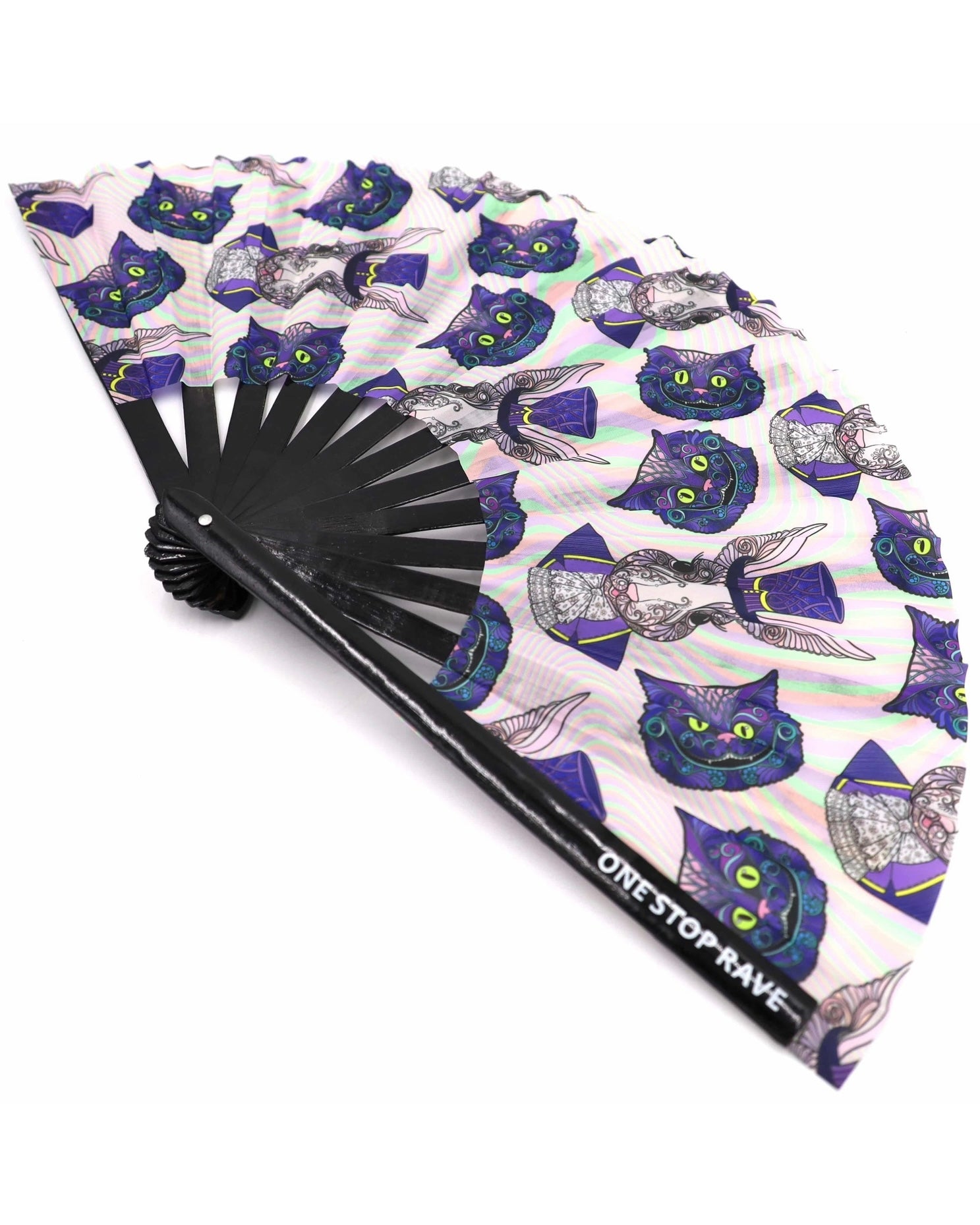 Down the Rabbit Hole Hand Fan, Festival Fans 13.5", - One Stop Rave