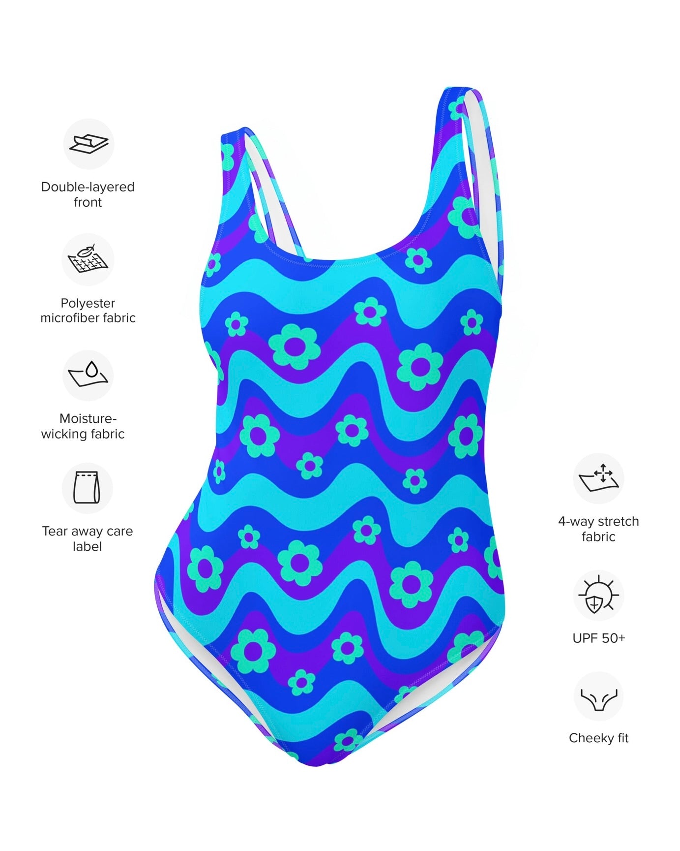 Flower Power Blue Bodysuit, Bodysuit, - One Stop Rave