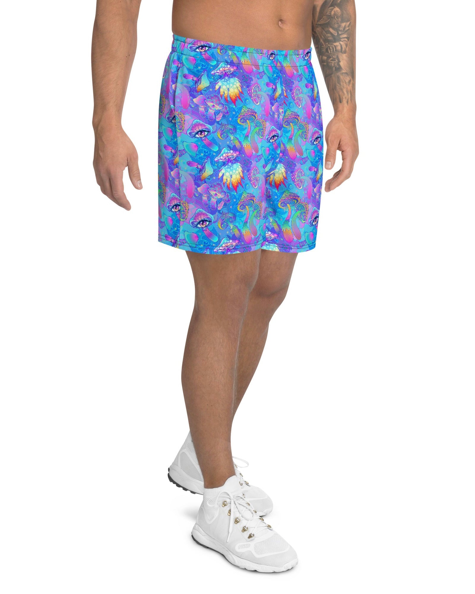 Shroomin Blue Athletic Shorts, , - One Stop Rave