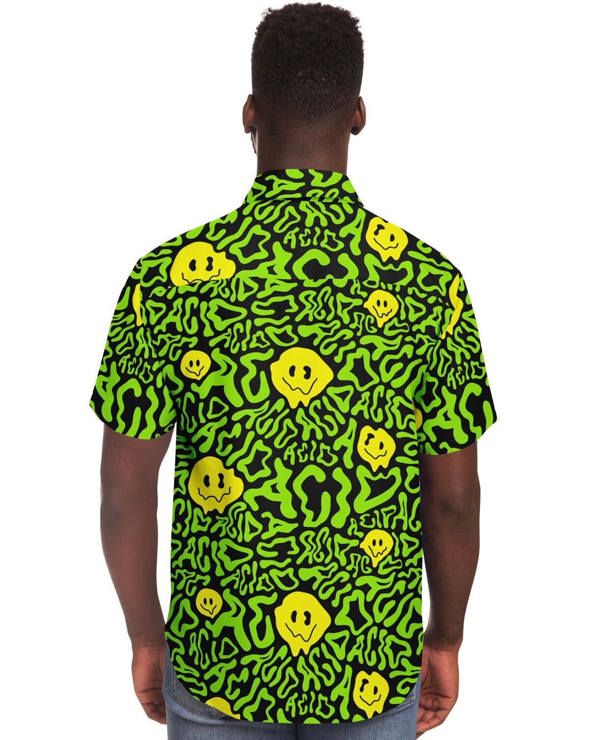 Acid Smilez Party Shirt, Short Sleeve Button Down Shirt, - One Stop Rave