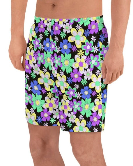 Crazy Daisy Recycled Athletic Shorts, Athletic Shorts, - One Stop Rave
