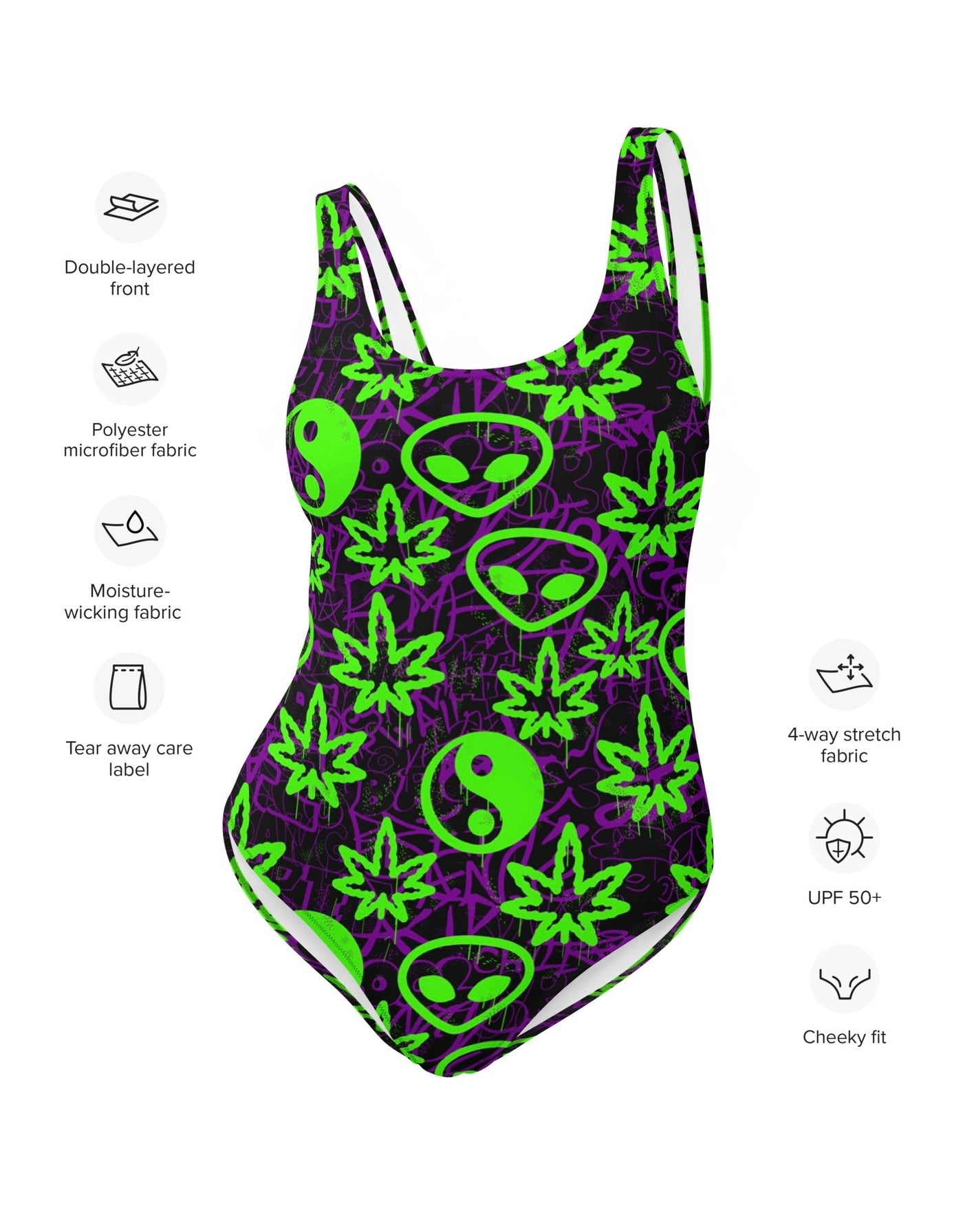 Ganja Graffiti Bodysuit, Bodysuit, - One Stop Rave