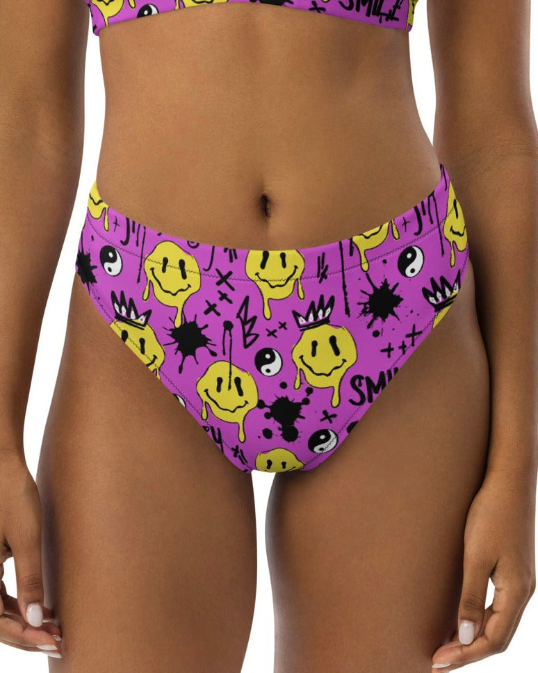 Smile Splatter Recycled High Waisted Bottoms, High-Waisted Bottoms, - One Stop Rave