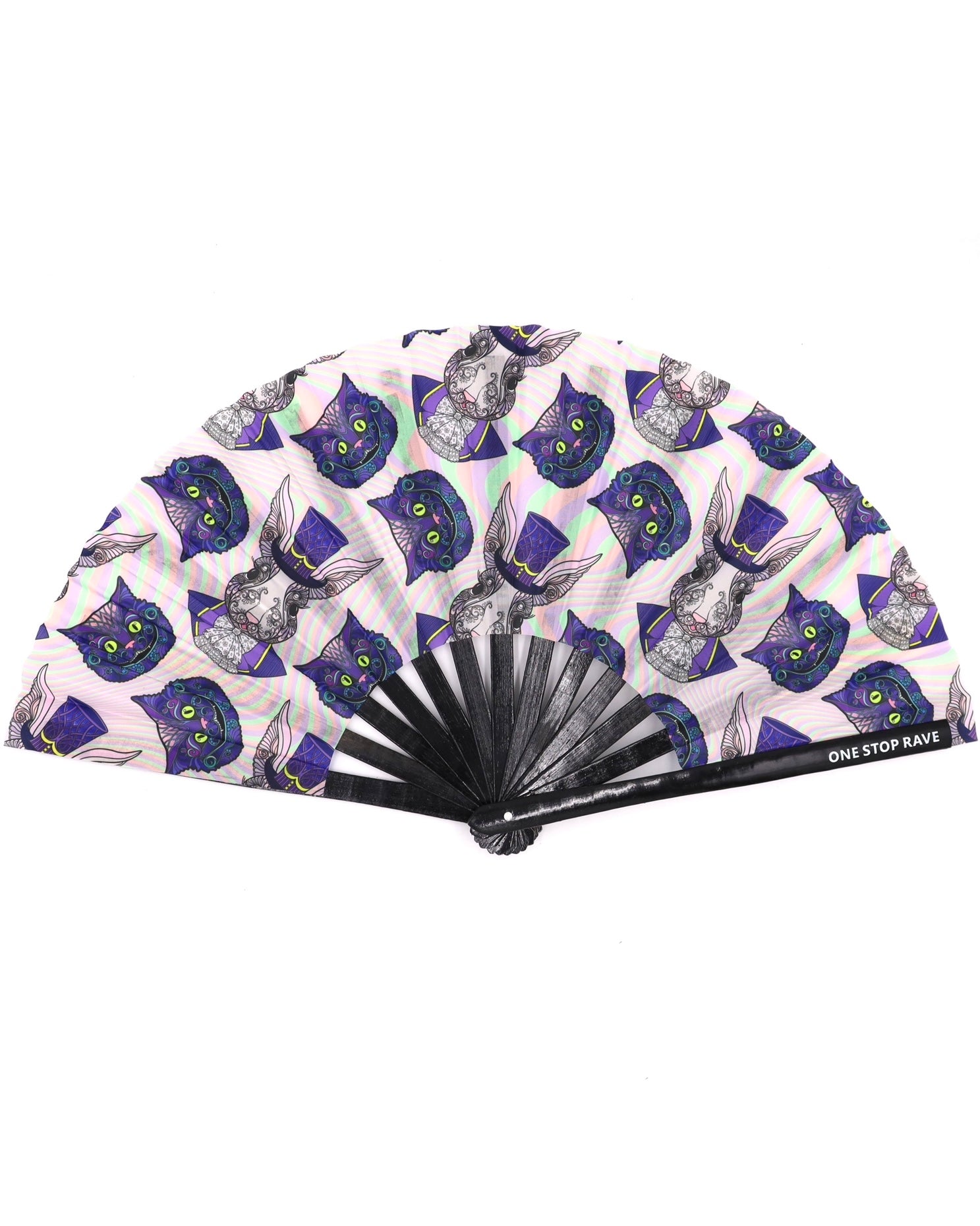 Down the Rabbit Hole Hand Fan, Festival Fans 13.5", - One Stop Rave
