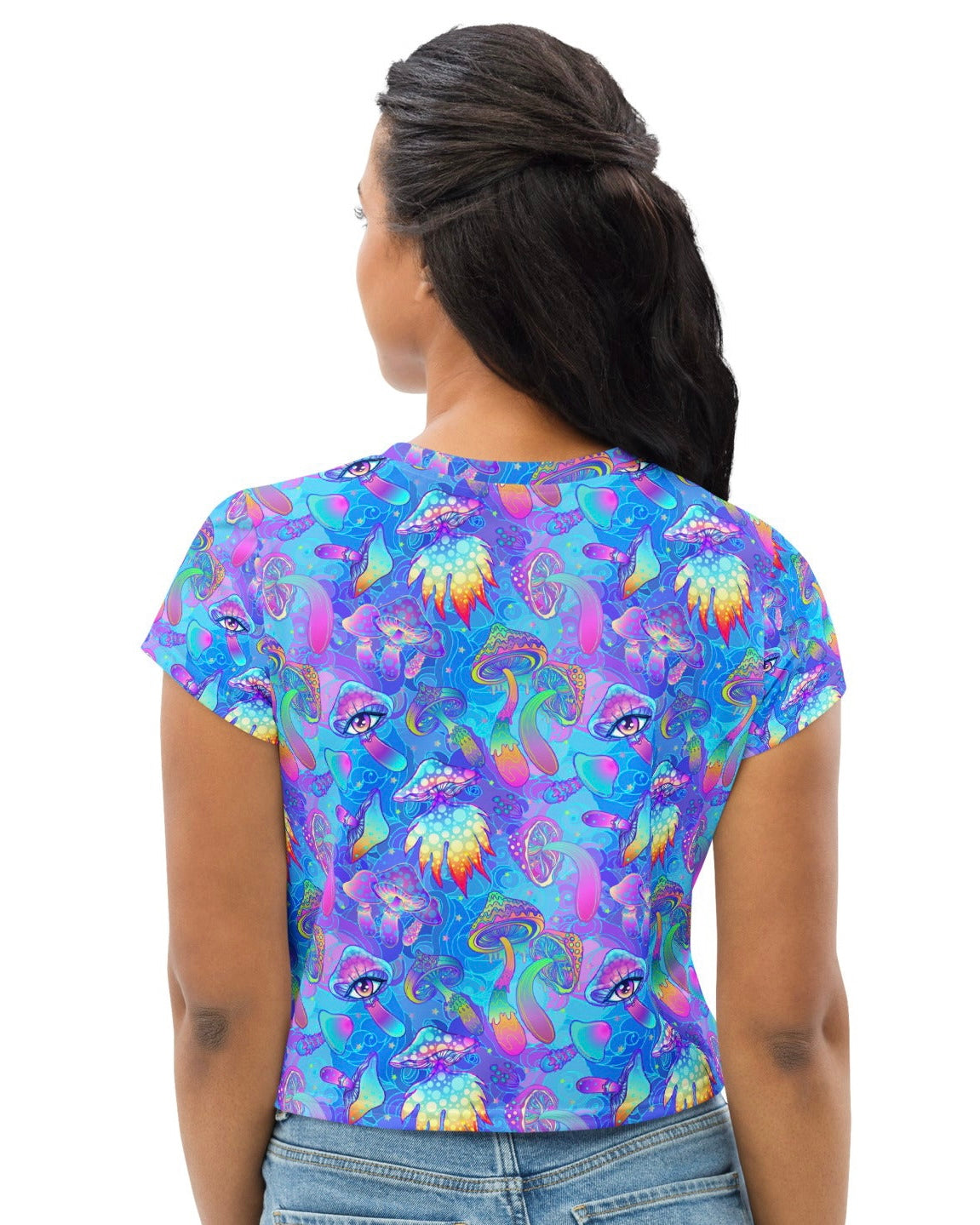Shroomin Blue Crop Tee, Crop Tee, - One Stop Rave