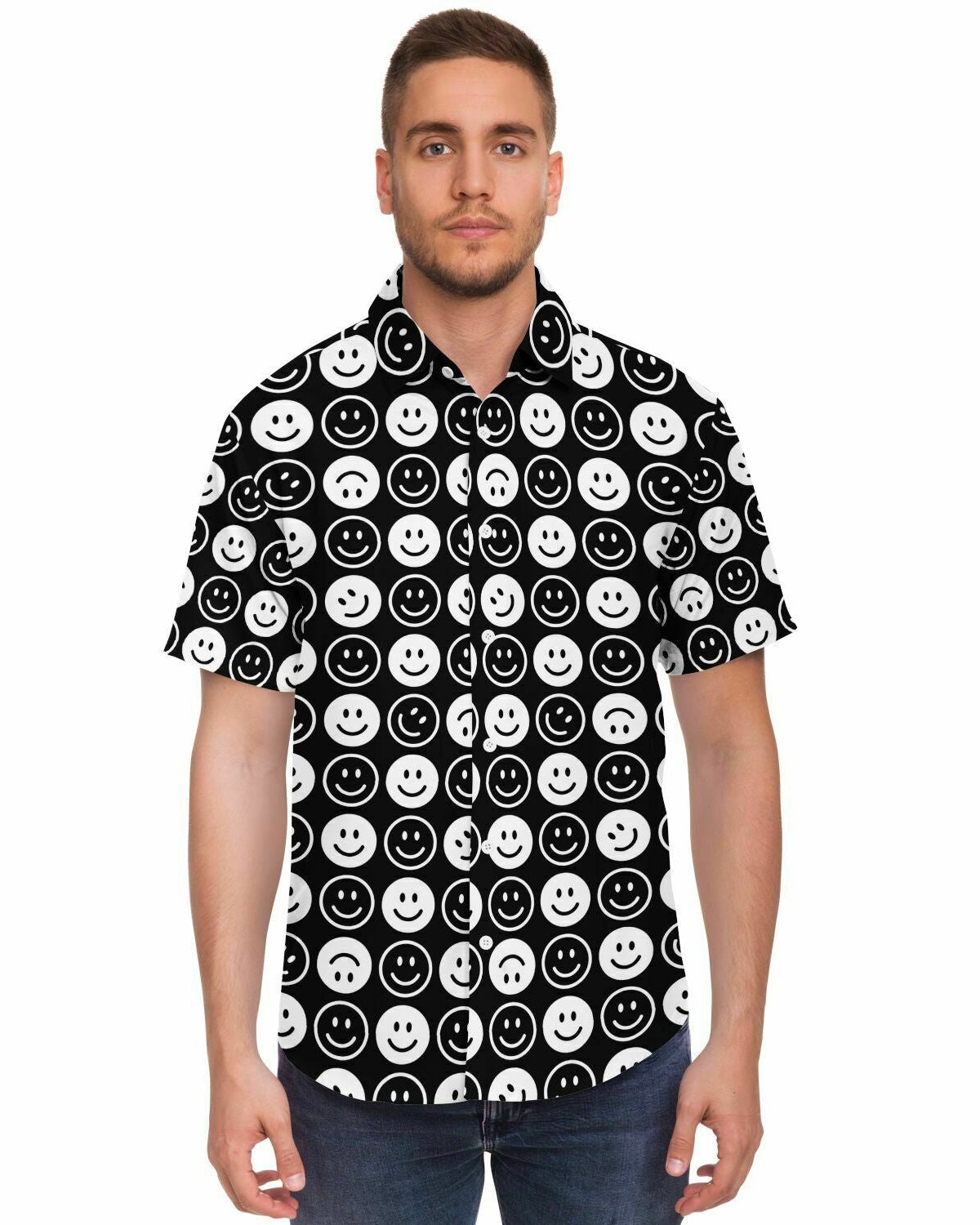 All Smiles Party Shirt, Short Sleeve Button Down Shirt, - One Stop Rave