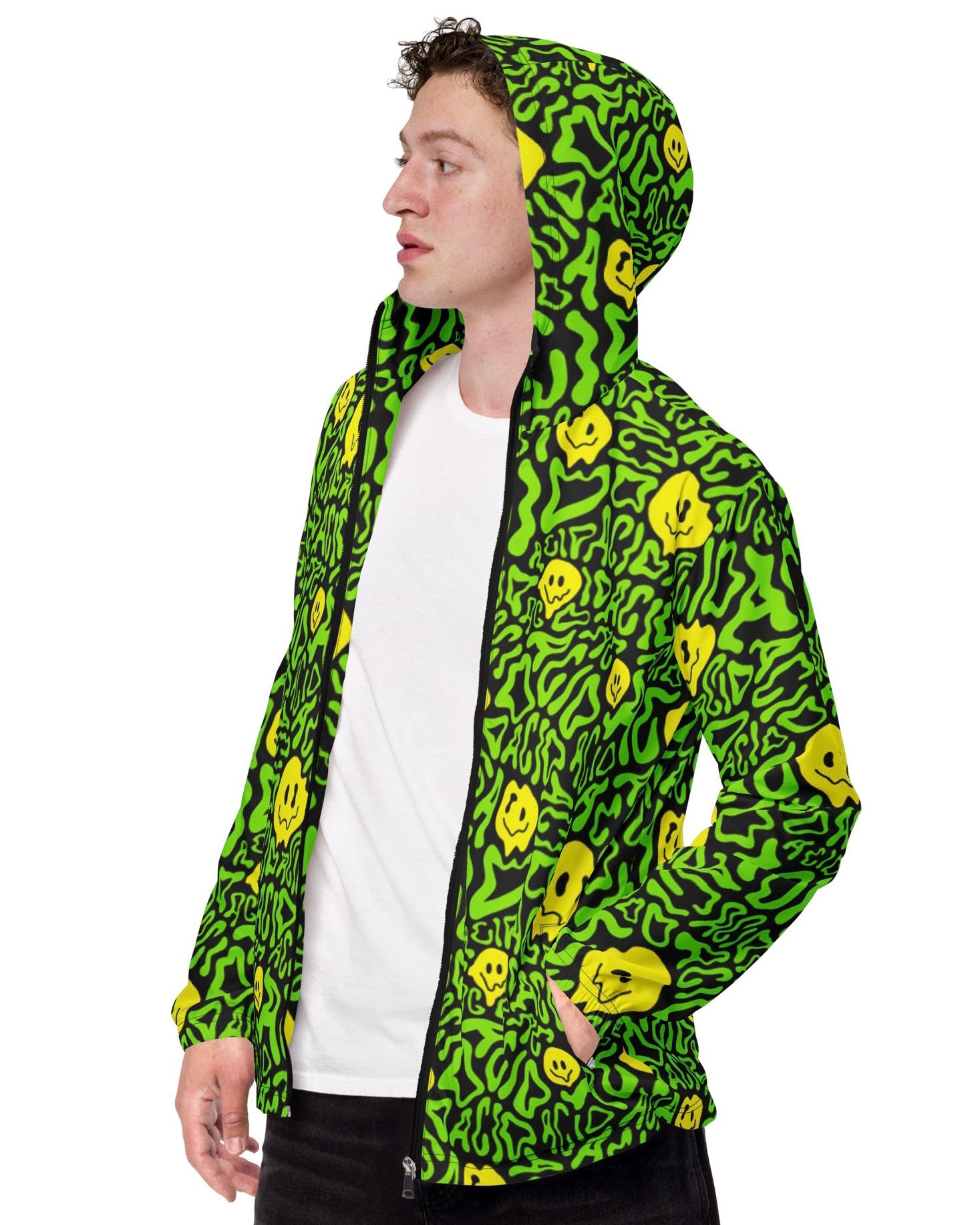 Acid Smilez Windbreaker, Zip-Up Jacket, - One Stop Rave