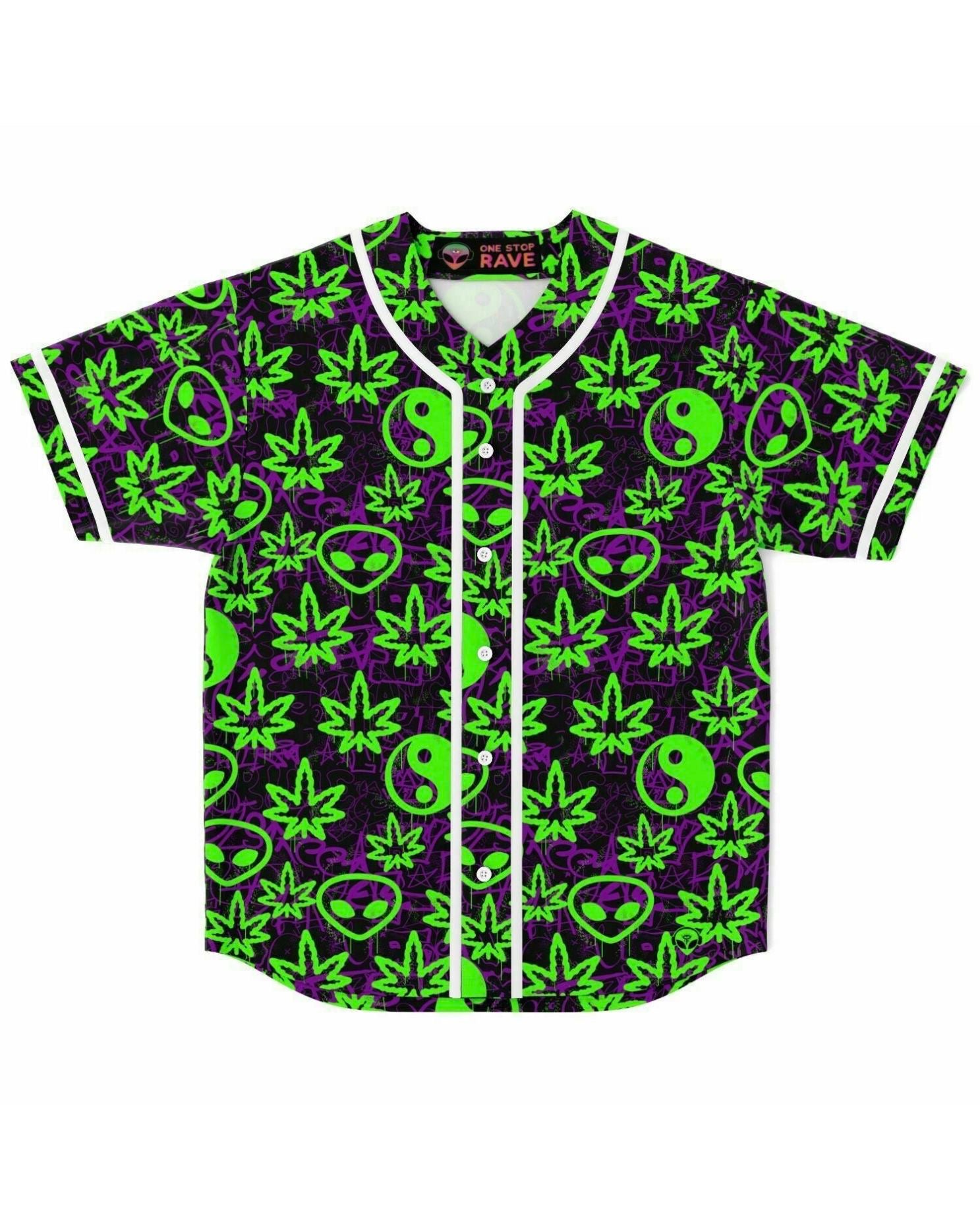 Ganja Graffiti Baseball Jersey, Baseball Jersey, - One Stop Rave