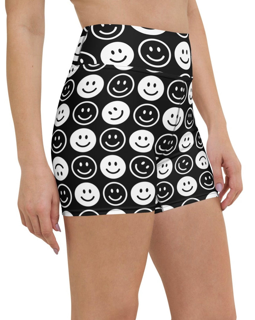 All Smiles Yoga Shorts, Yoga Shorts, - One Stop Rave
