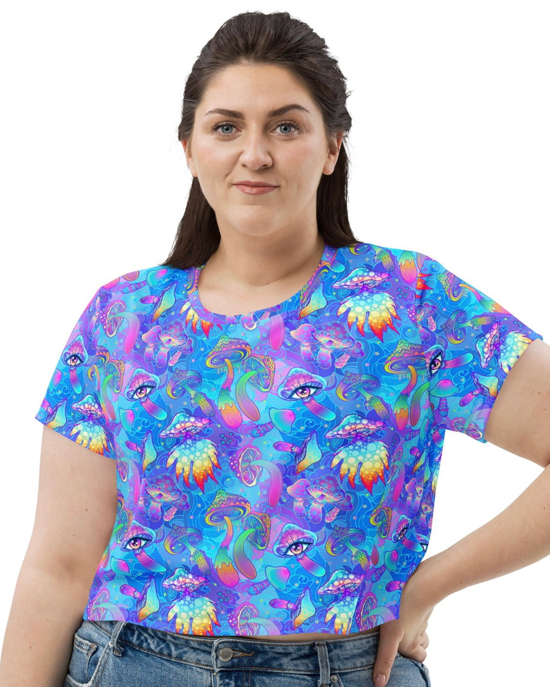 Shroomin Blue Crop Tee, Crop Tee, - One Stop Rave