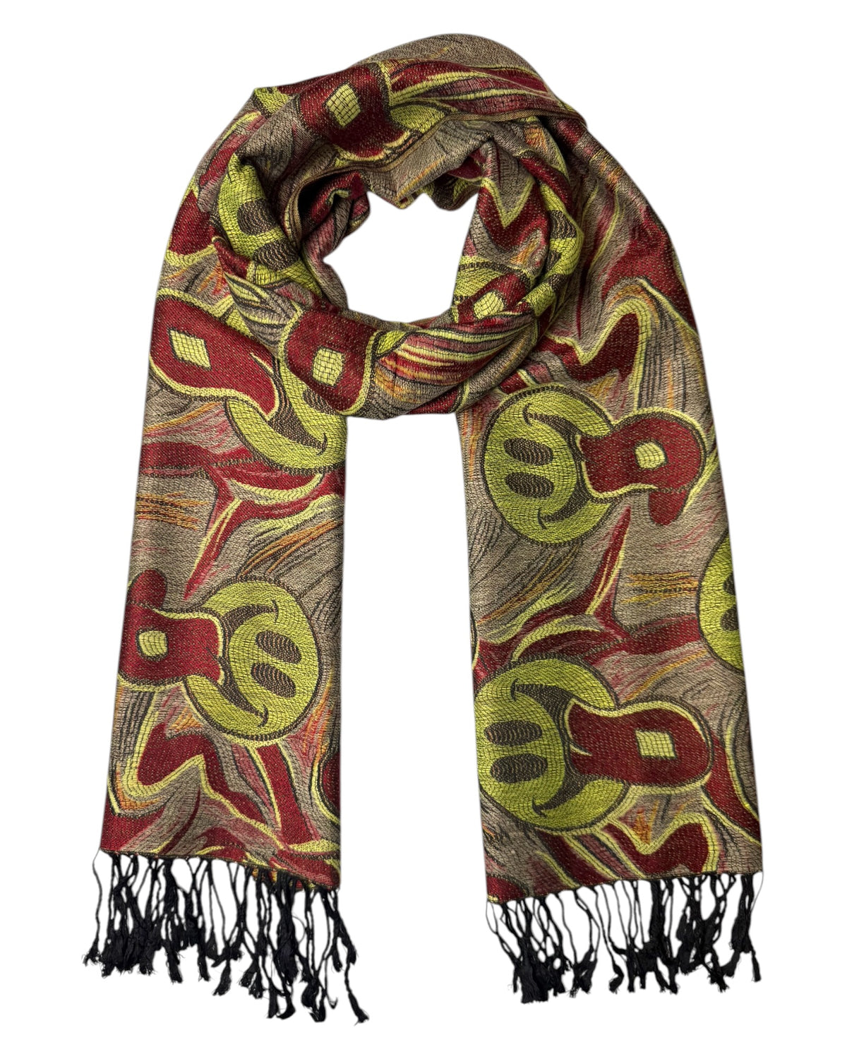 Burgundy & Silver Reversible Tripped Out Pashmina