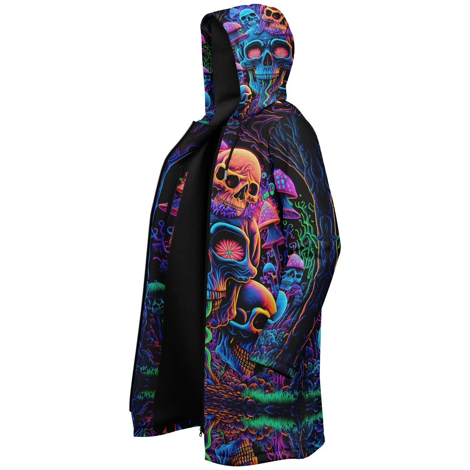 Psychedelic Skull Sanctuary Zipper Plush Cloak