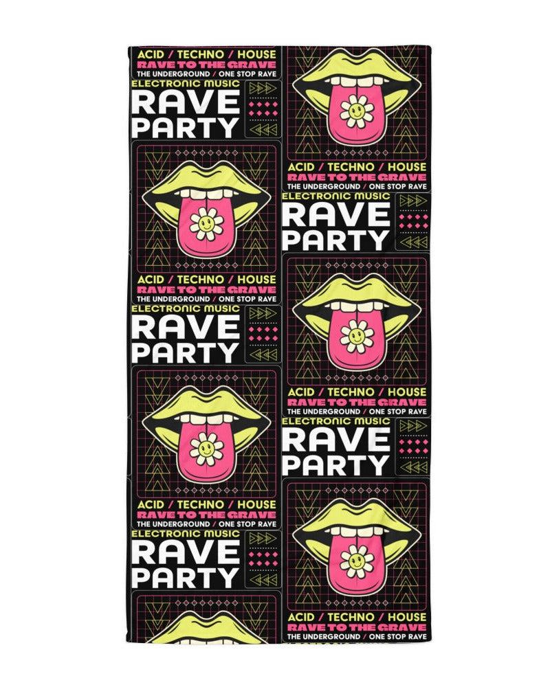 90s Rave Party Towel - Perfect for Festivals & Beach Days