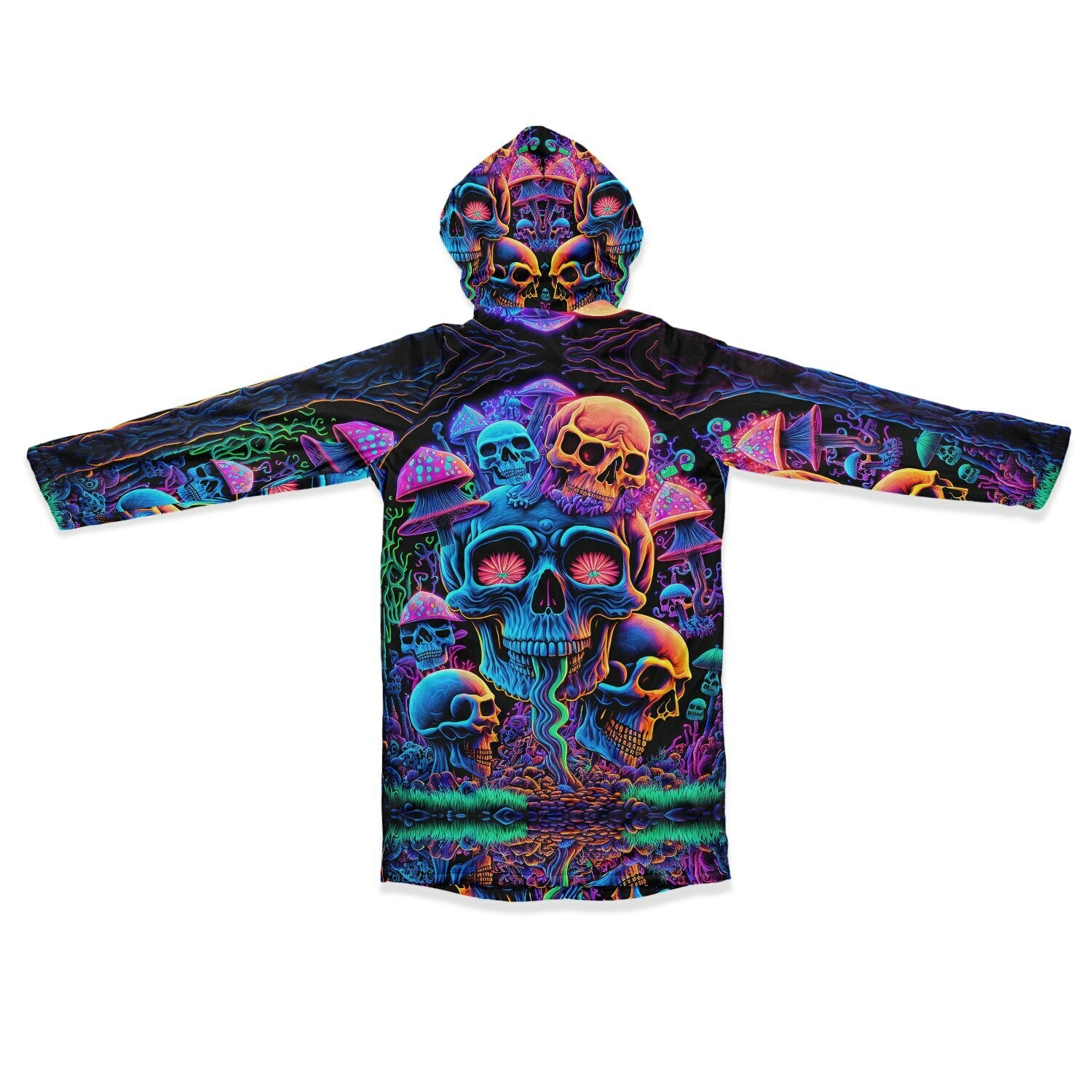 Psychedelic Skull Sanctuary Zipper Plush Cloak