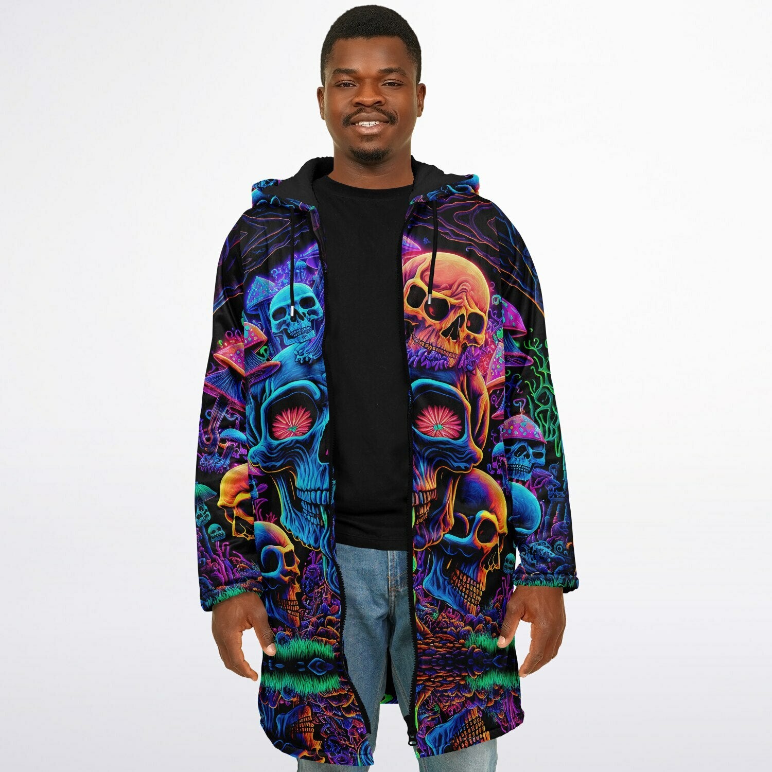 Psychedelic Skull Sanctuary Zipper Plush Cloak