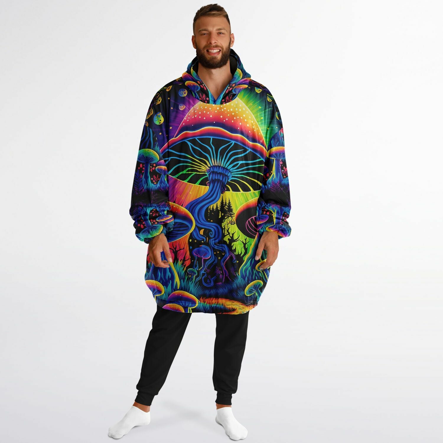Mushroom Land Cloud Hoodie | Psychedelic Festival Oversized Hoodie