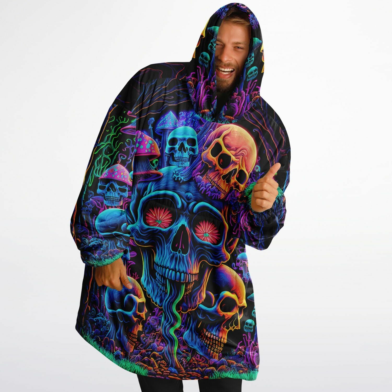 Psychedelic Skull Sanctuary Cloud Hoodie | Oversized Rave Hoodie