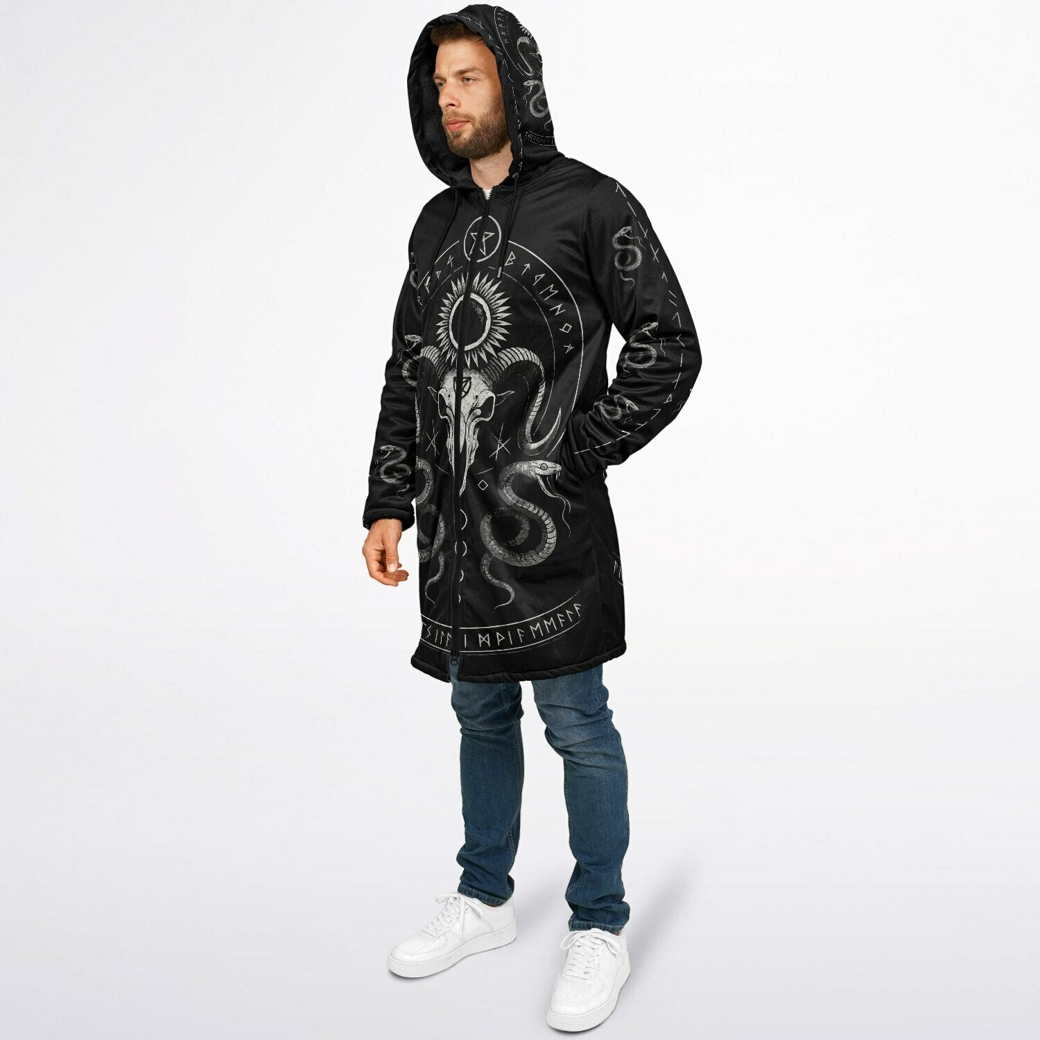 Midnight Serpent Zipper Plush Cloak