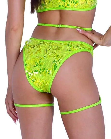 Neon Yellow Sequin Strappy Bottoms