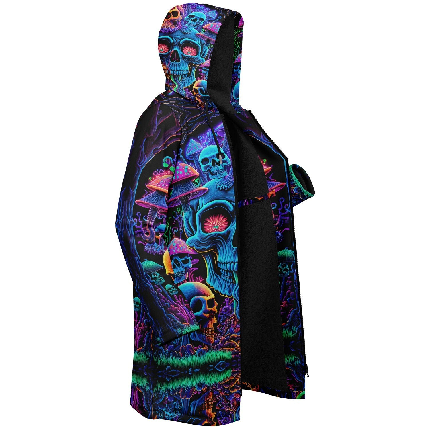 Psychedelic Skull Sanctuary Zipper Plush Cloak
