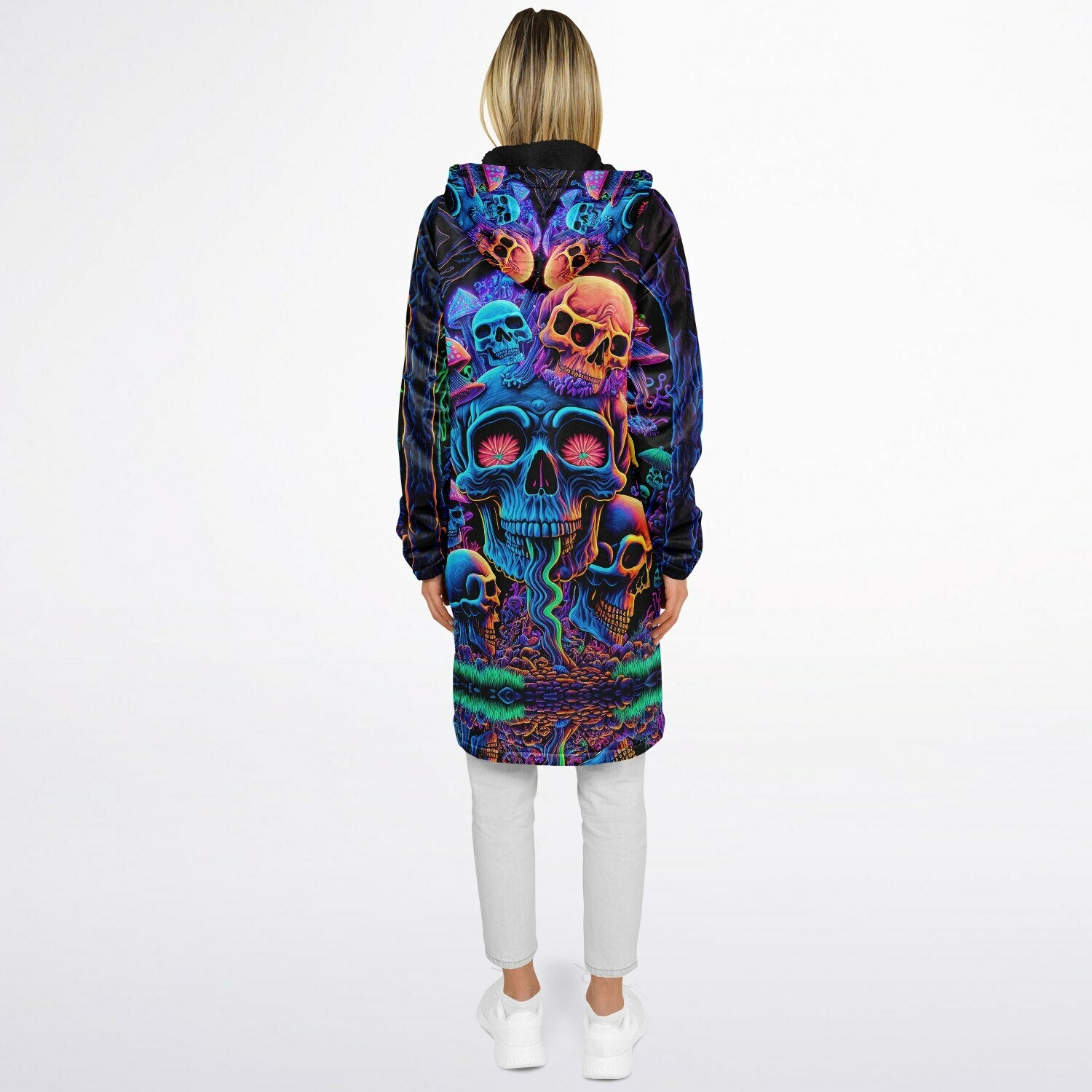 Psychedelic Skull Sanctuary Zipper Plush Cloak
