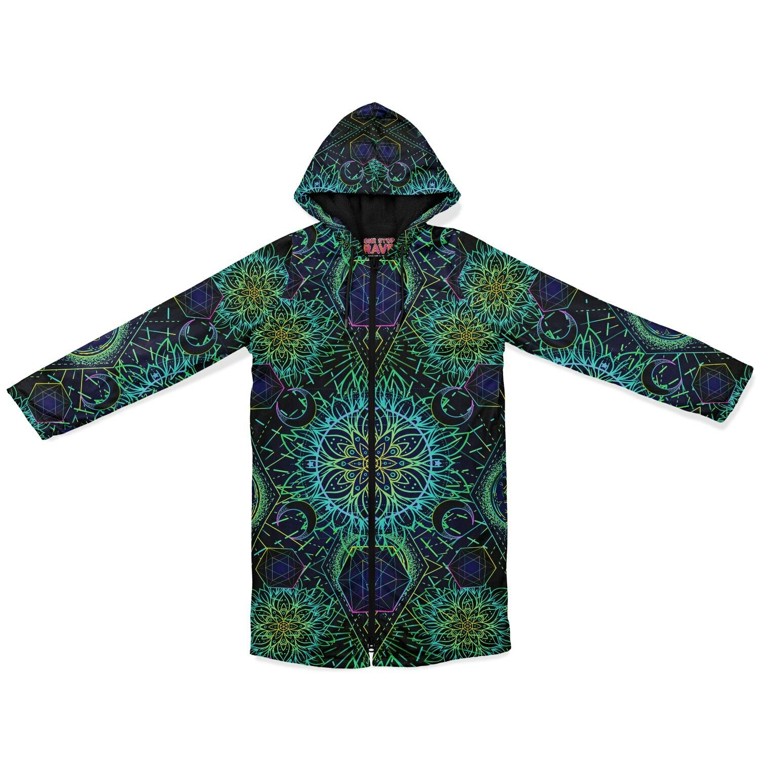 Tranquility Zipper Plush Cloak | Sacred Geometry Rave Coat