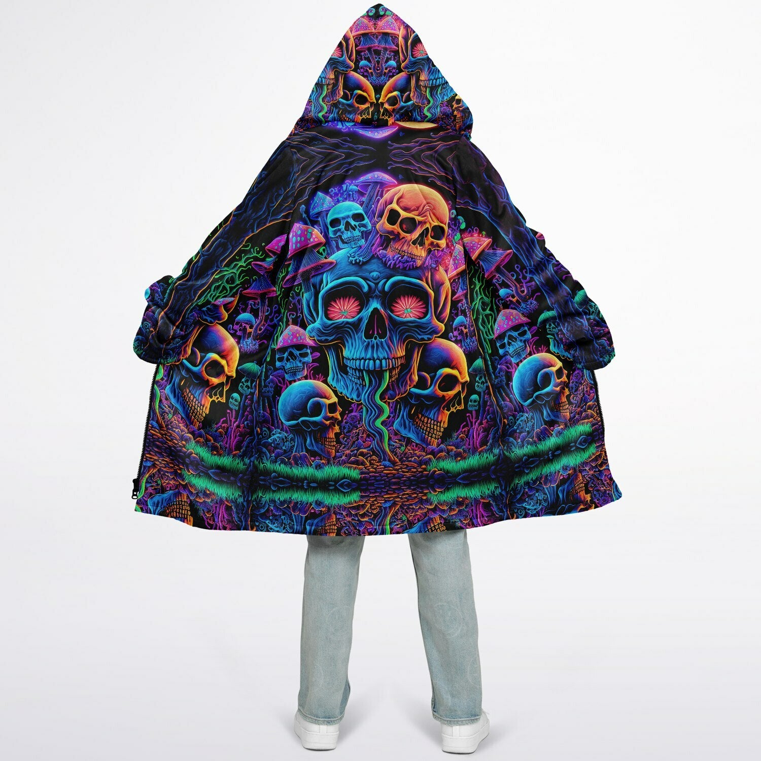 Psychedelic Skull Sanctuary Zipper Plush Cloak