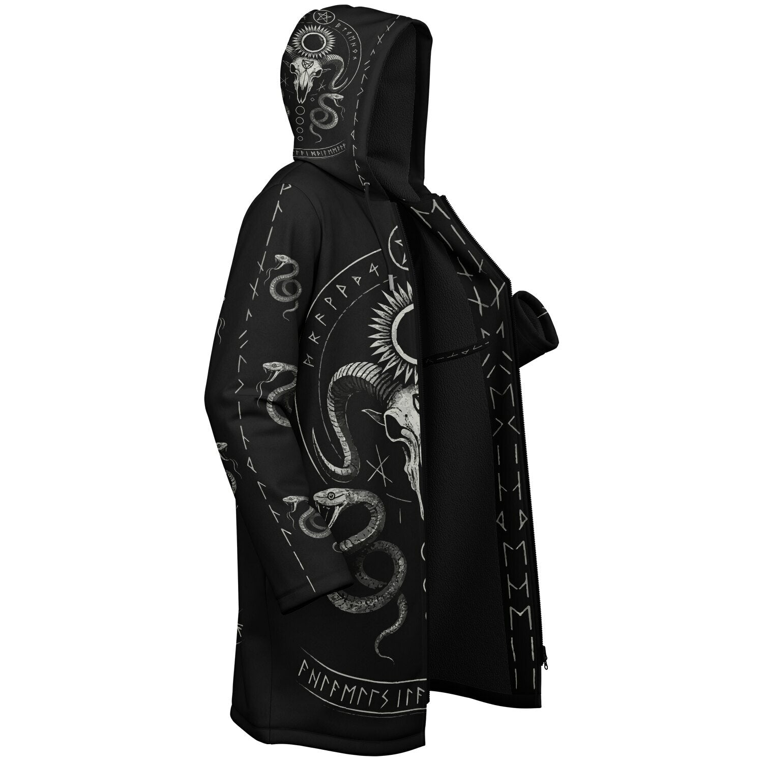 Midnight Serpent Zipper Plush Cloak