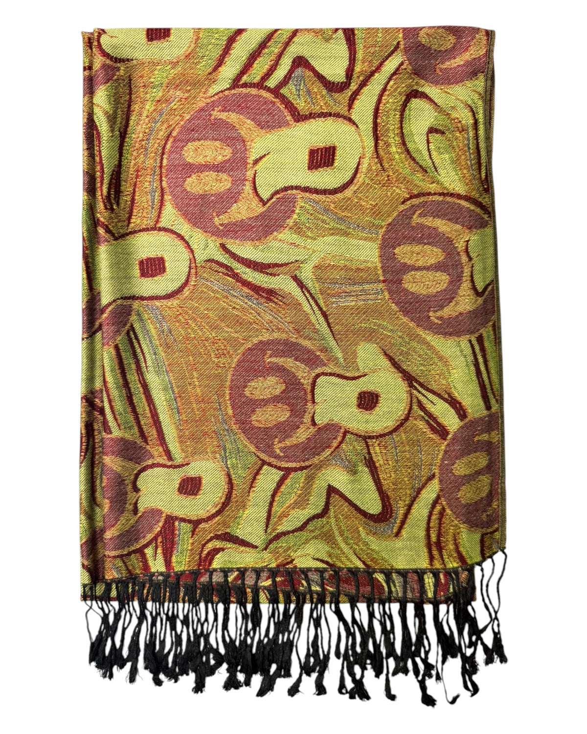 Burgundy & Silver Reversible Tripped Out Pashmina