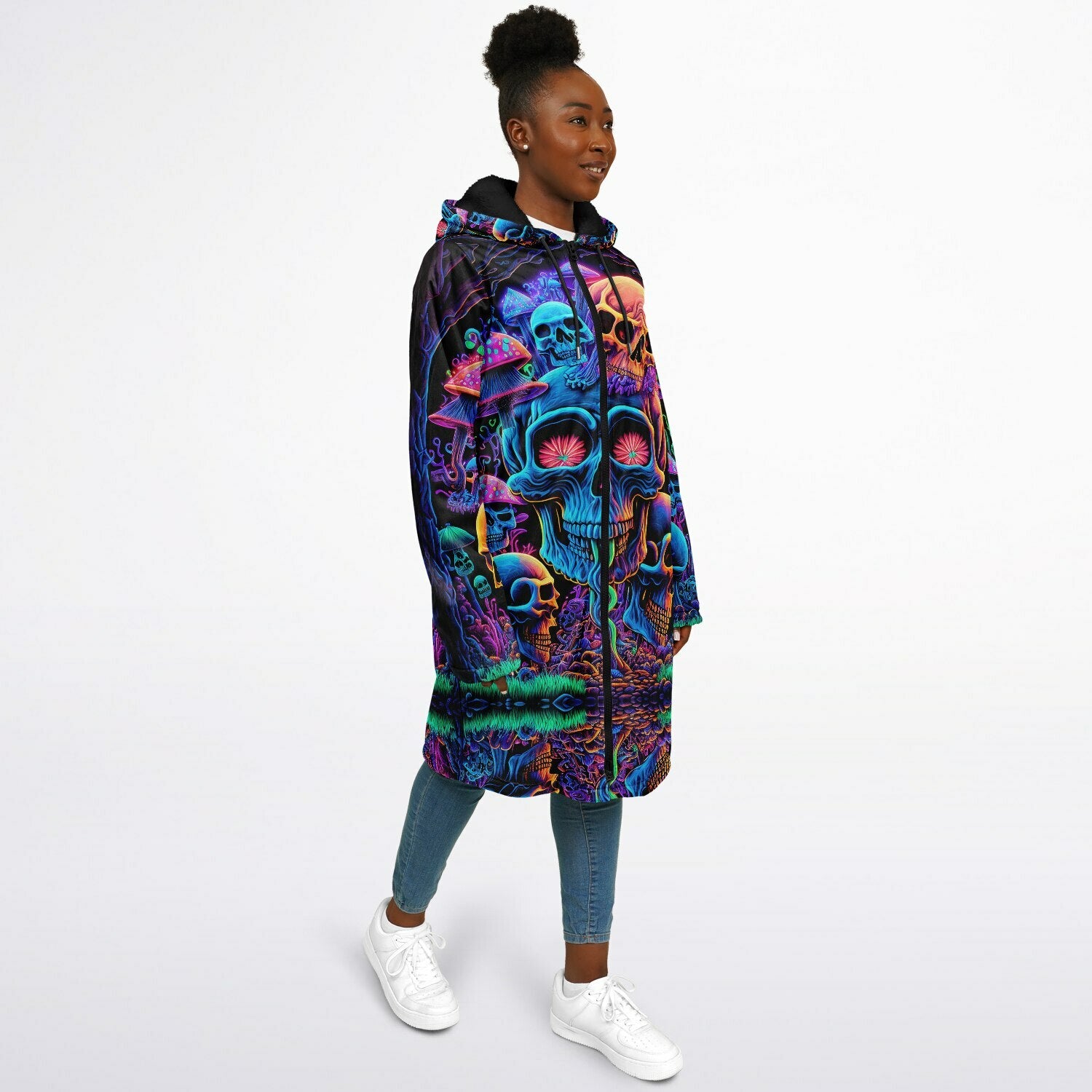 Psychedelic Skull Sanctuary Zipper Plush Cloak