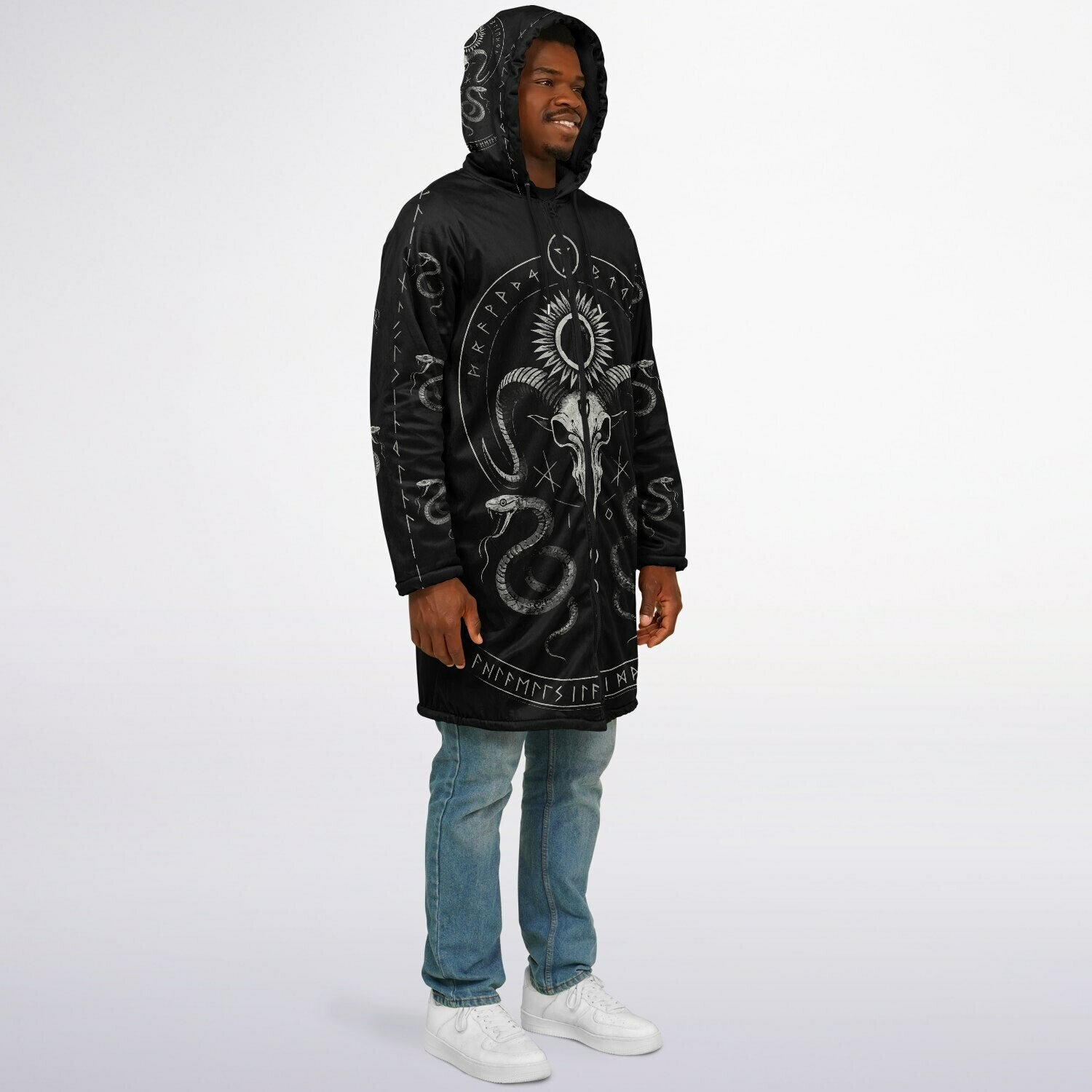 Midnight Serpent Zipper Plush Cloak