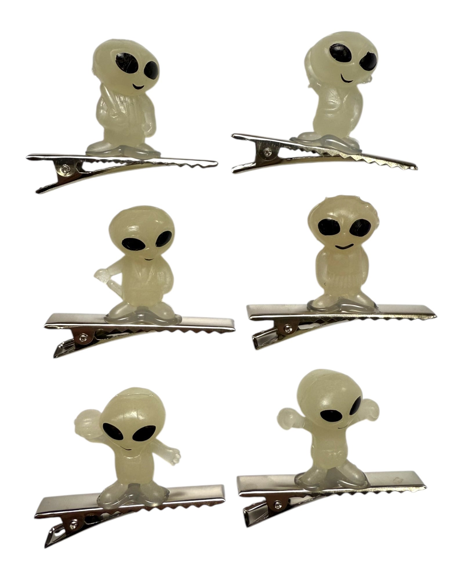 Glow In The Dark Alien Clips 6-PC Set