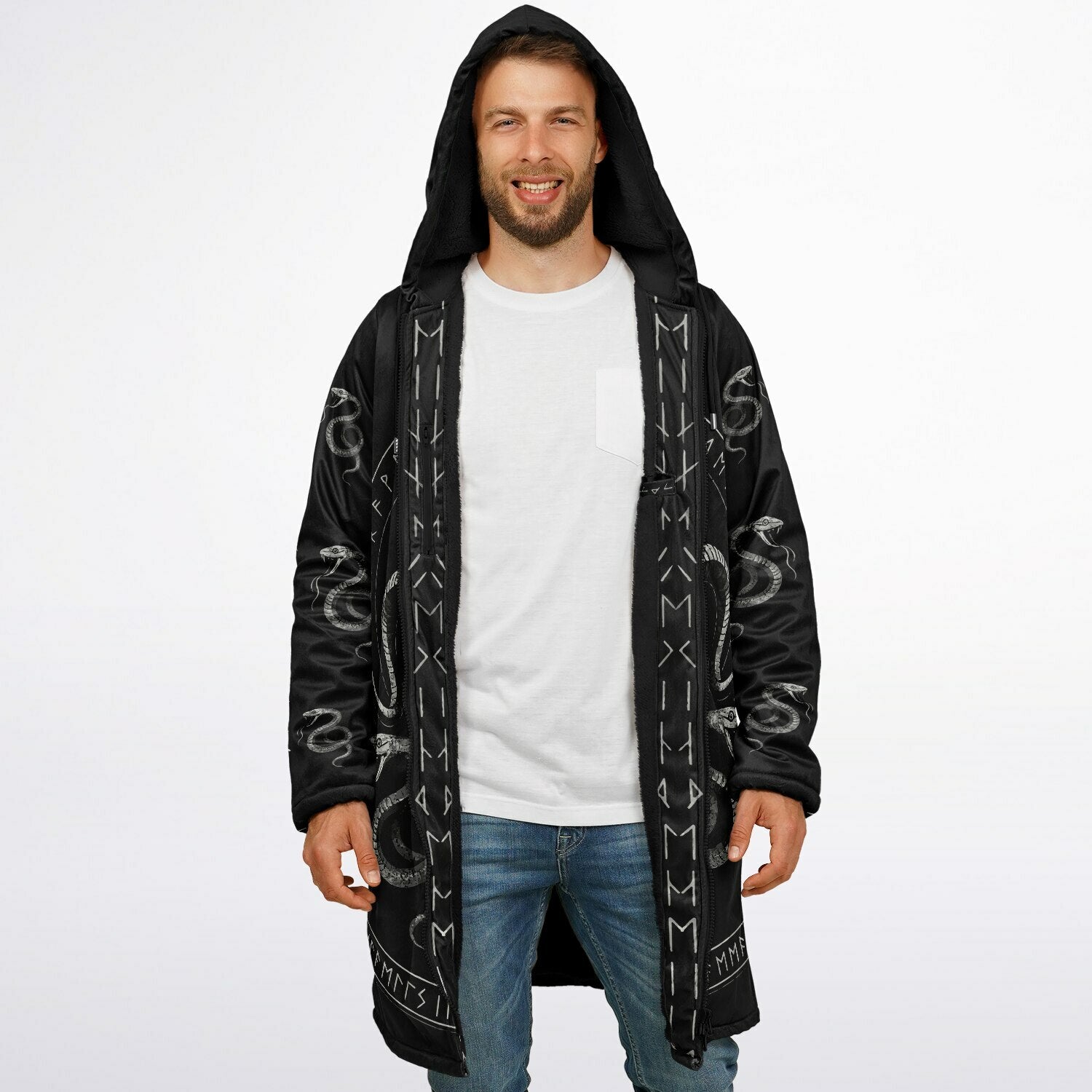 Midnight Serpent Zipper Plush Cloak