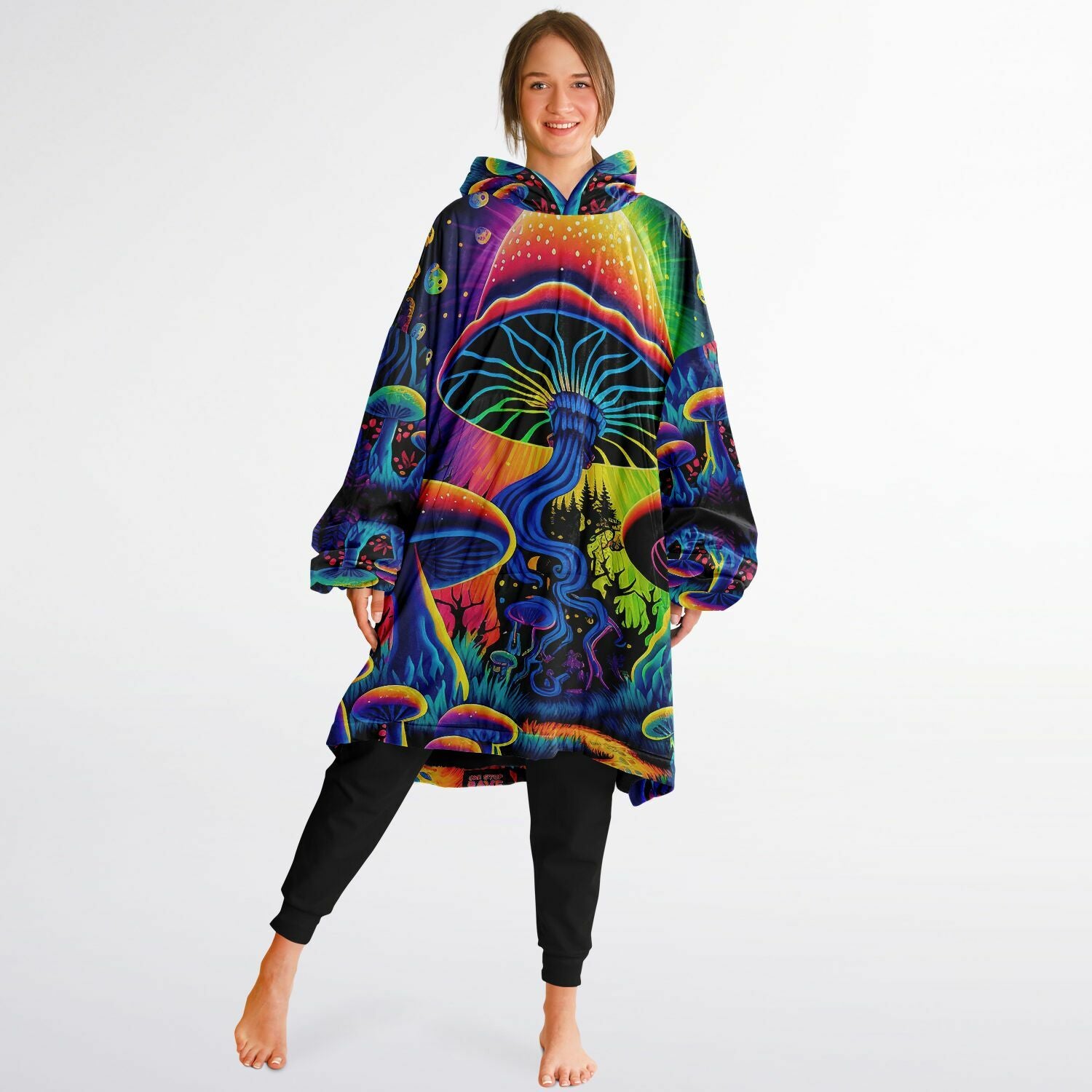 Mushroom Land Cloud Hoodie | Psychedelic Festival Oversized Hoodie