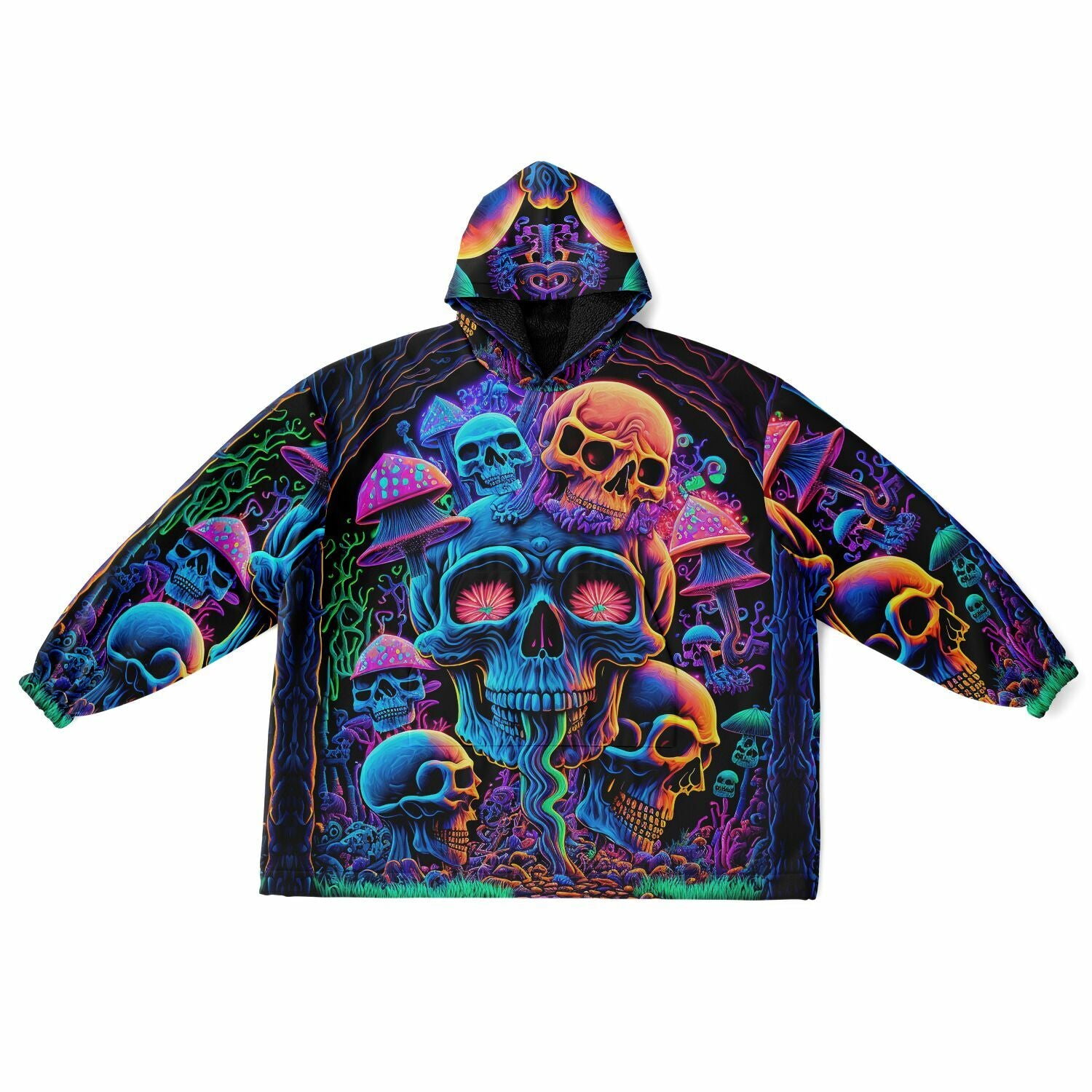 Psychedelic Skull Sanctuary Cloud Hoodie | Oversized Rave Hoodie