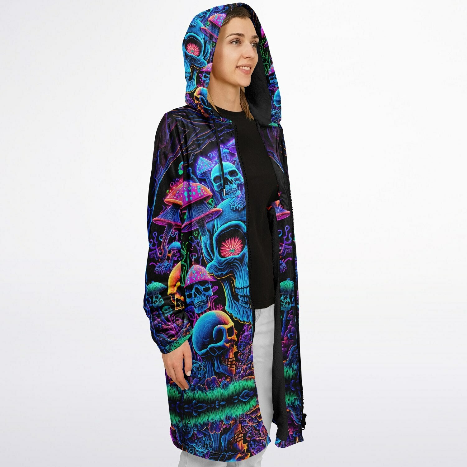 Psychedelic Skull Sanctuary Zipper Plush Cloak
