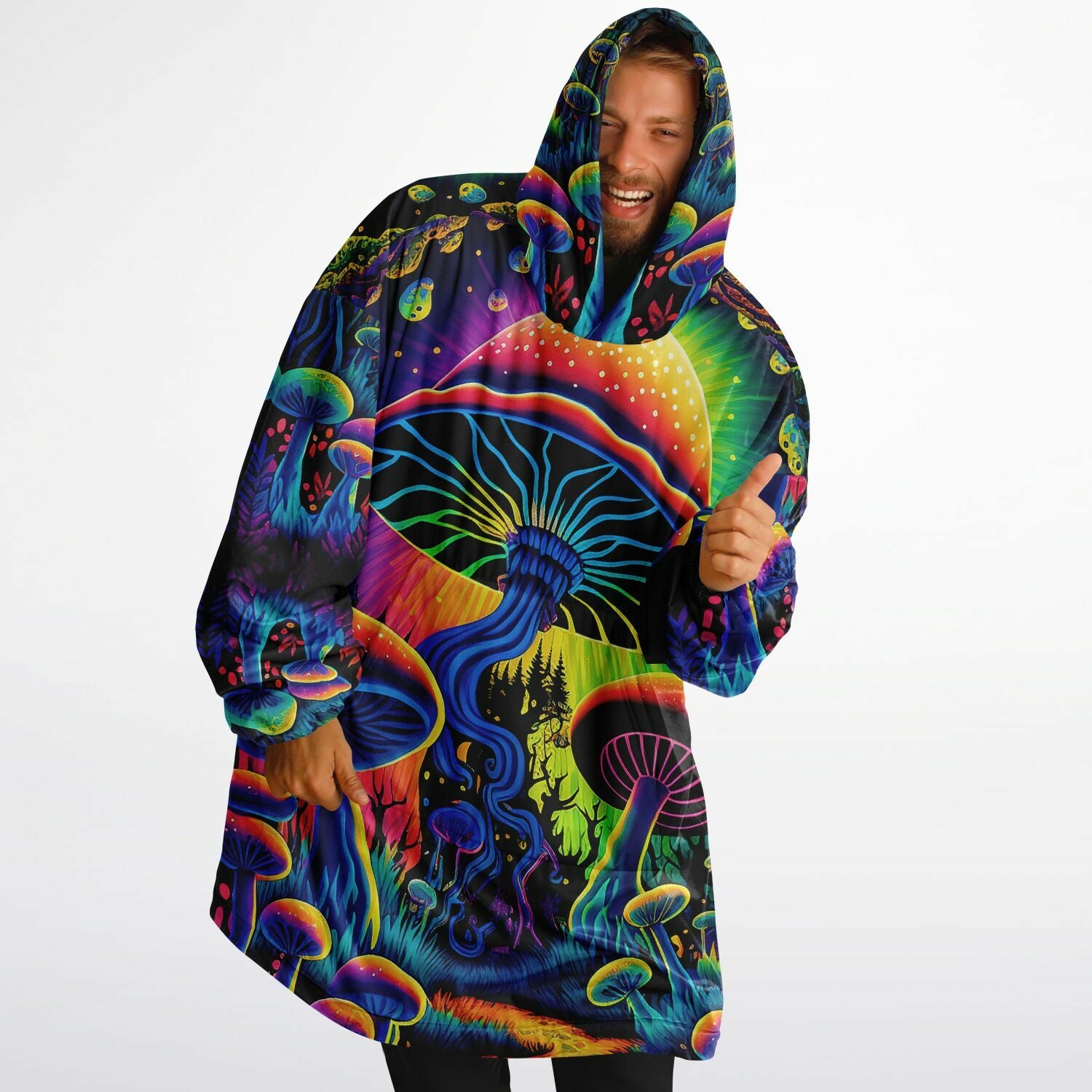 Mushroom Land Cloud Hoodie | Psychedelic Festival Oversized Hoodie