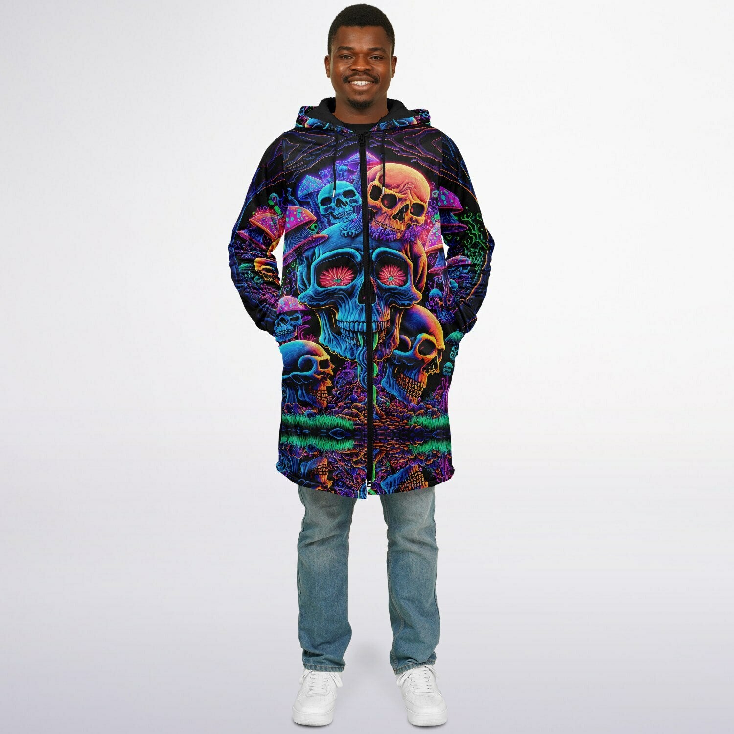 Psychedelic Skull Sanctuary Zipper Plush Cloak