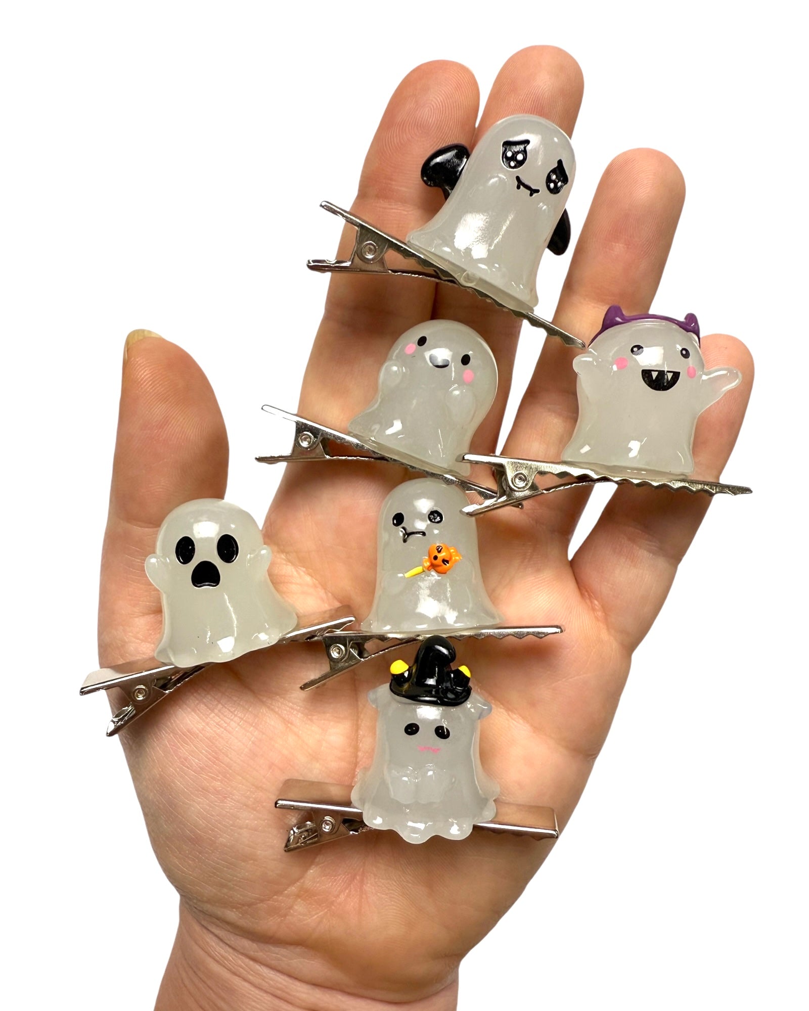 Halloween Glow In The Dark Ghost Clips 6-PC Set