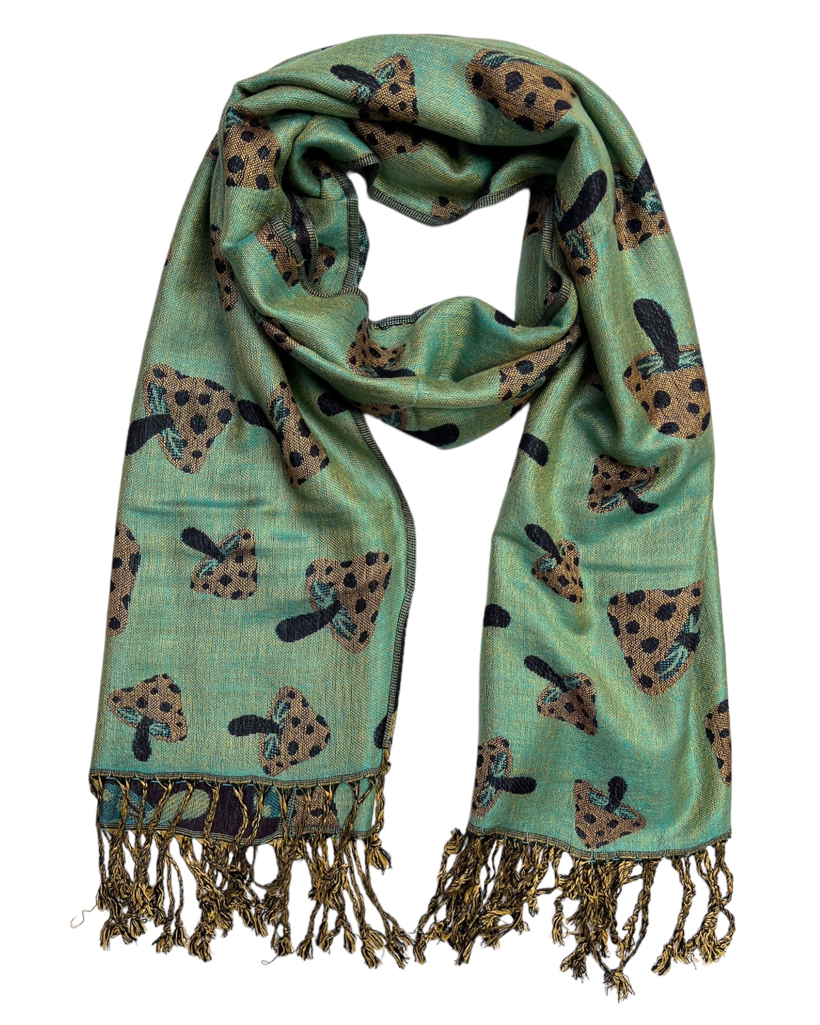 Navy & Teal Reversible Mushroom Rave Pashmina