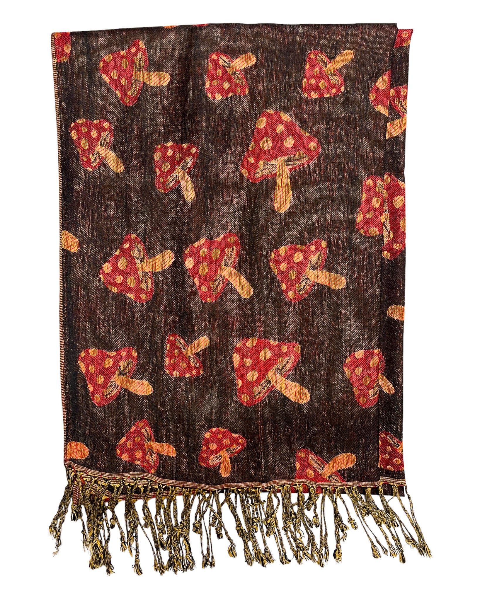 Black & Orange Reversible Mushroom Rave Pashmina