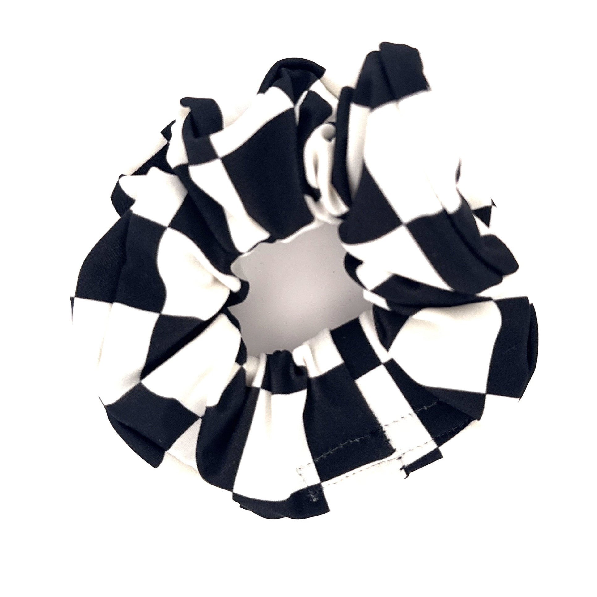 Black and white checkered ribbon on a white background